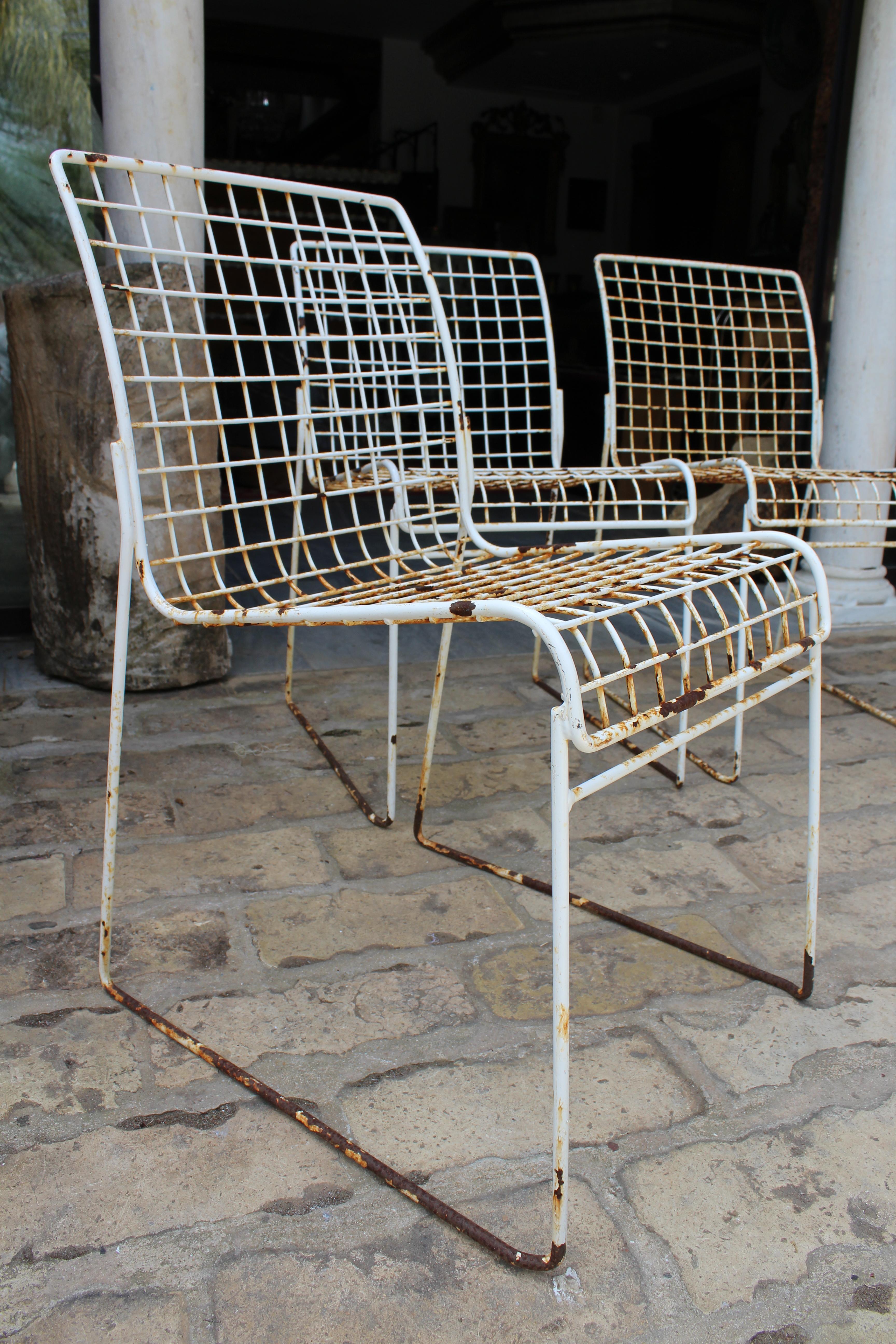 1950s Set of Four Italian Design Iron Chairs In Good Condition In Marbella, ES