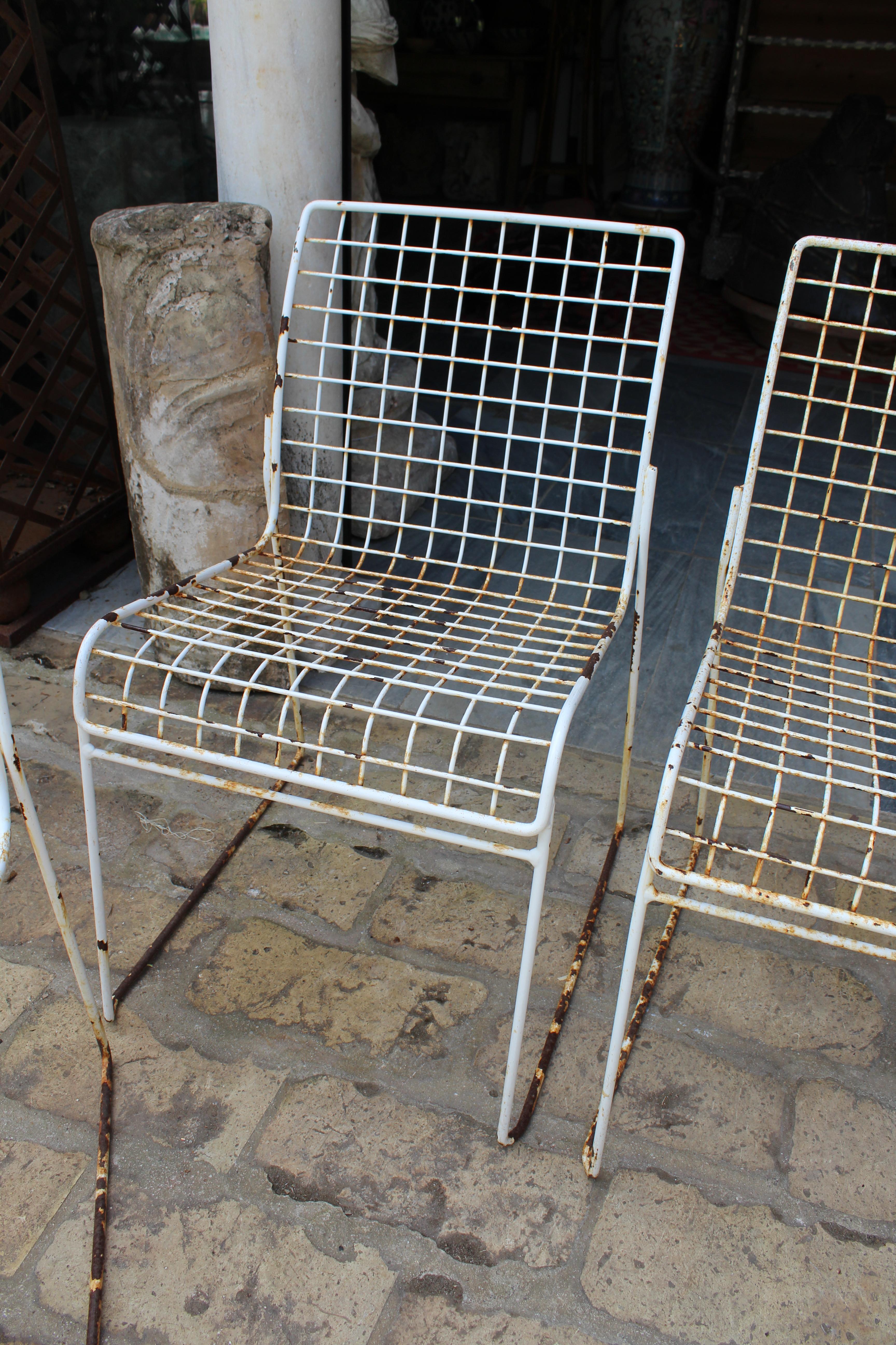 20th Century 1950s Set of Four Italian Design Iron Chairs