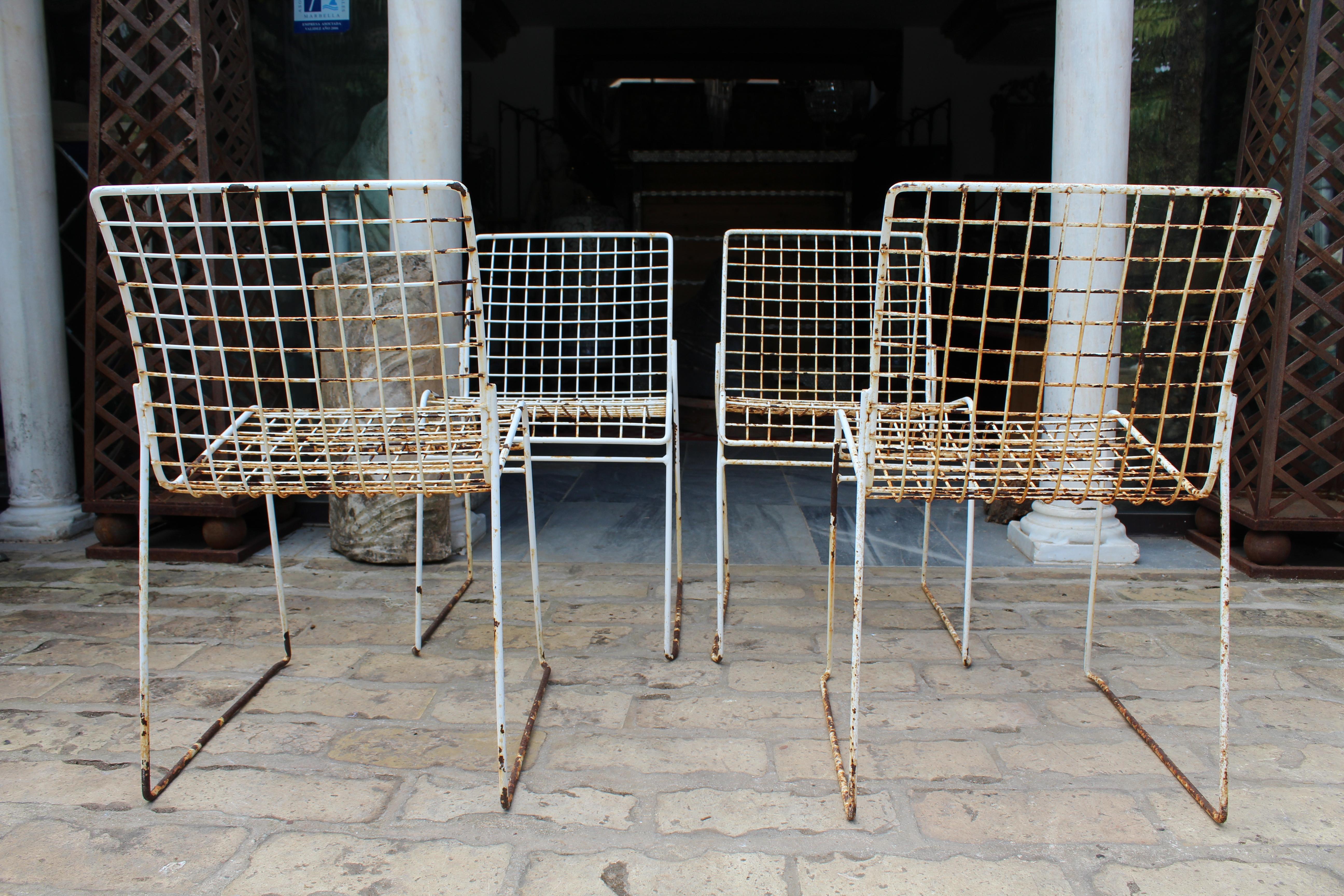 1950s Set of Four Italian Design Iron Chairs 4