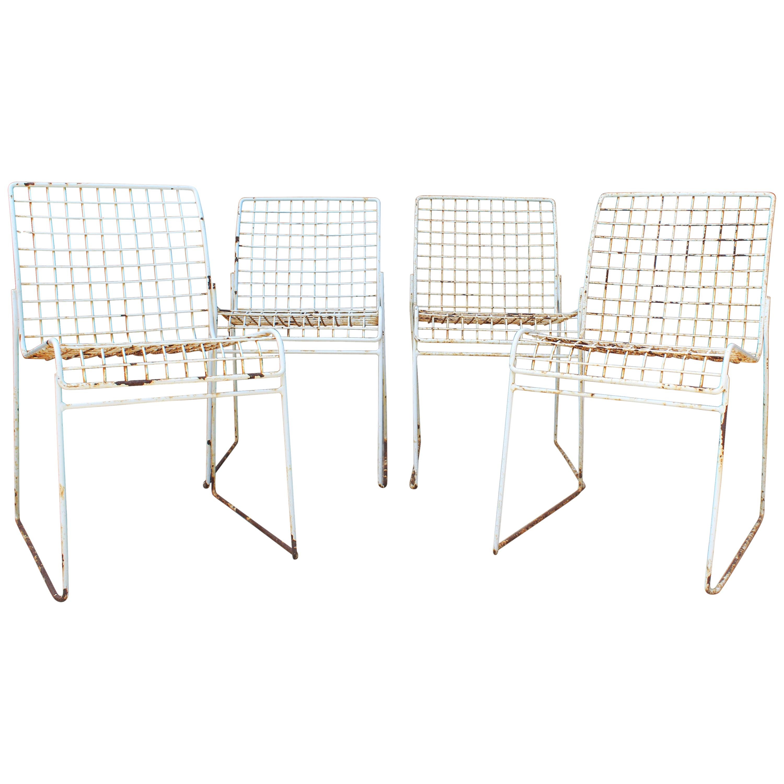 1950s Set of Four Italian Design Iron Chairs