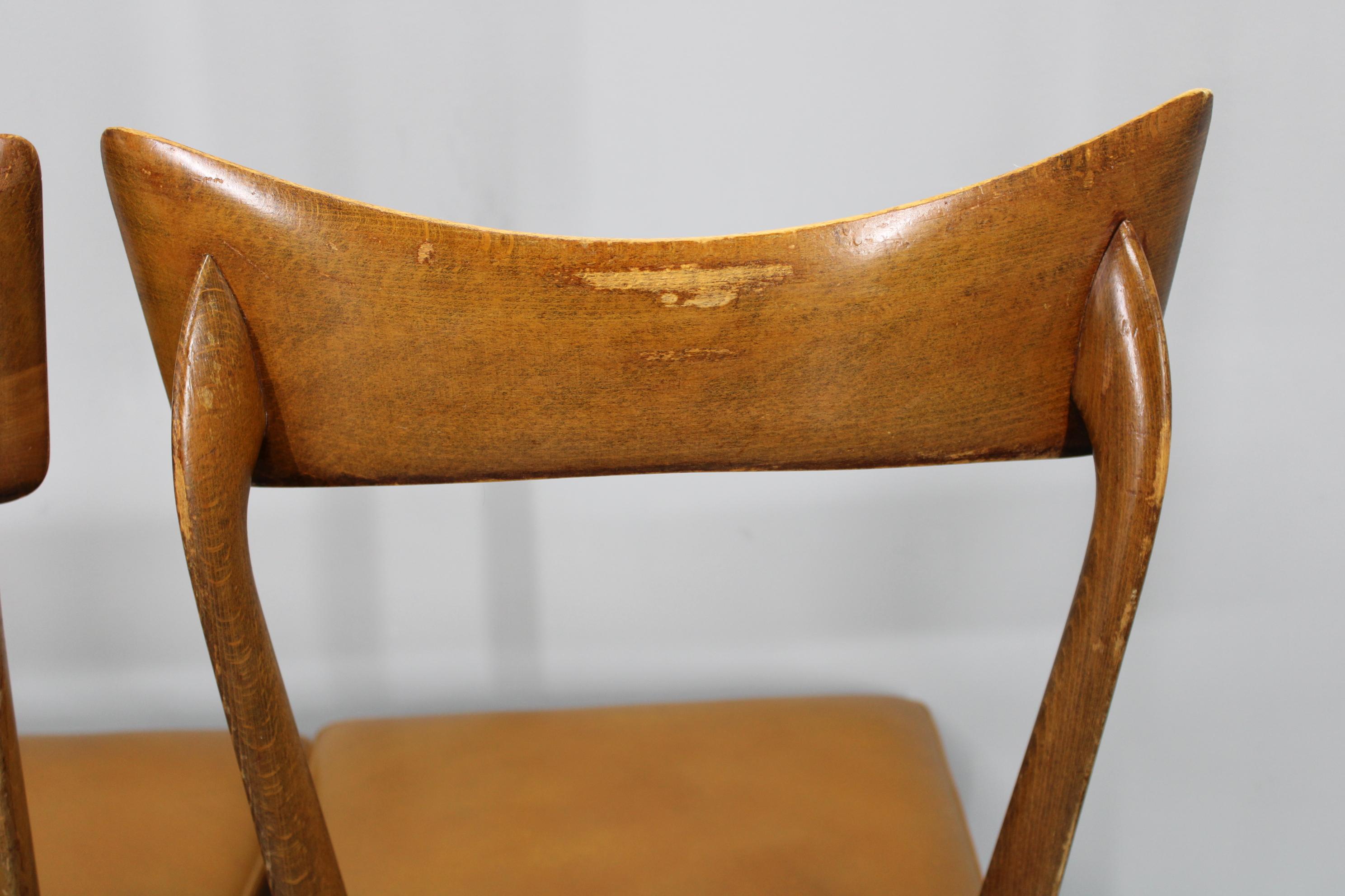 1950s Set of Four Italian Dining Chairs For Sale 9