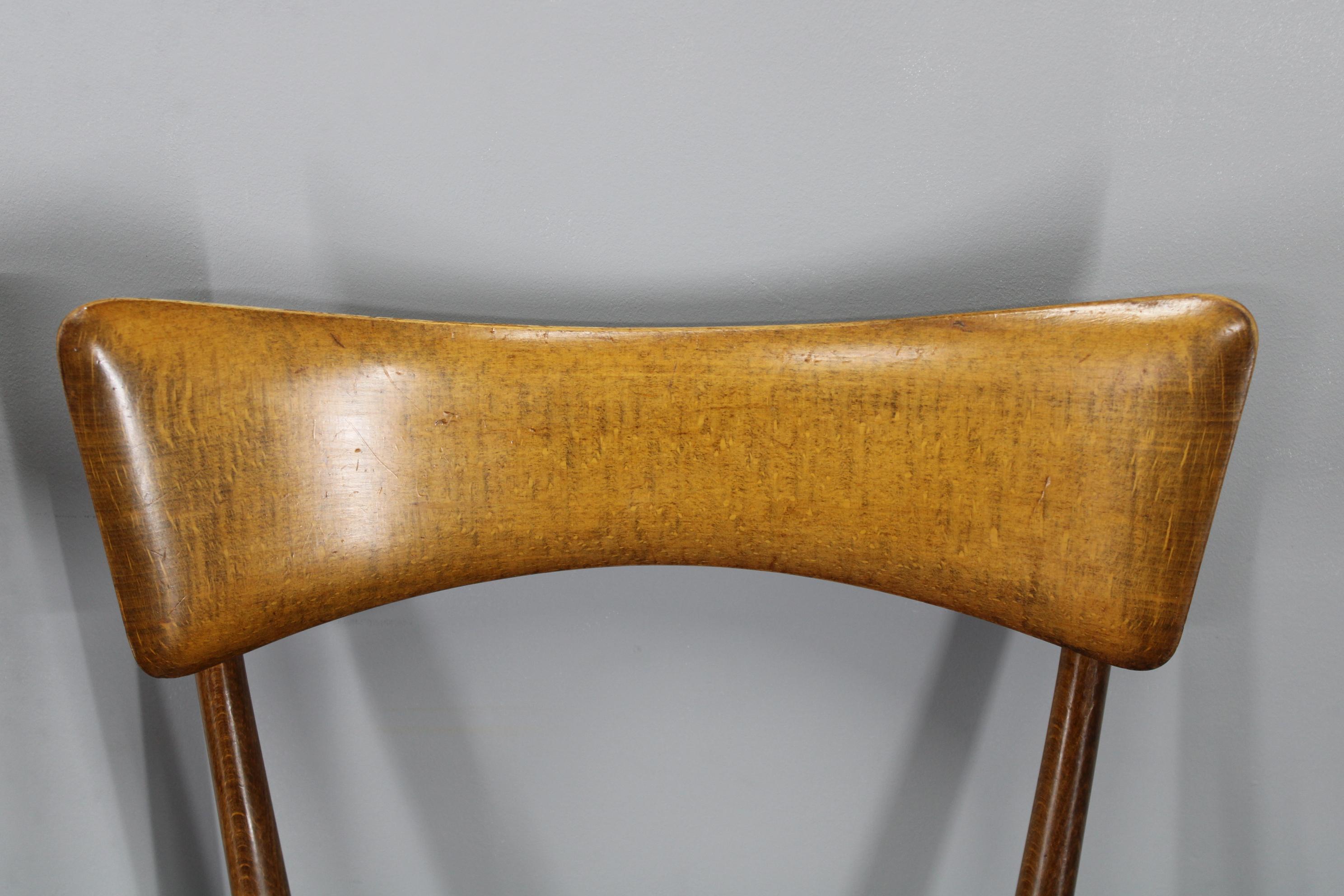 Faux Leather 1950s Set of Four Italian Dining Chairs For Sale