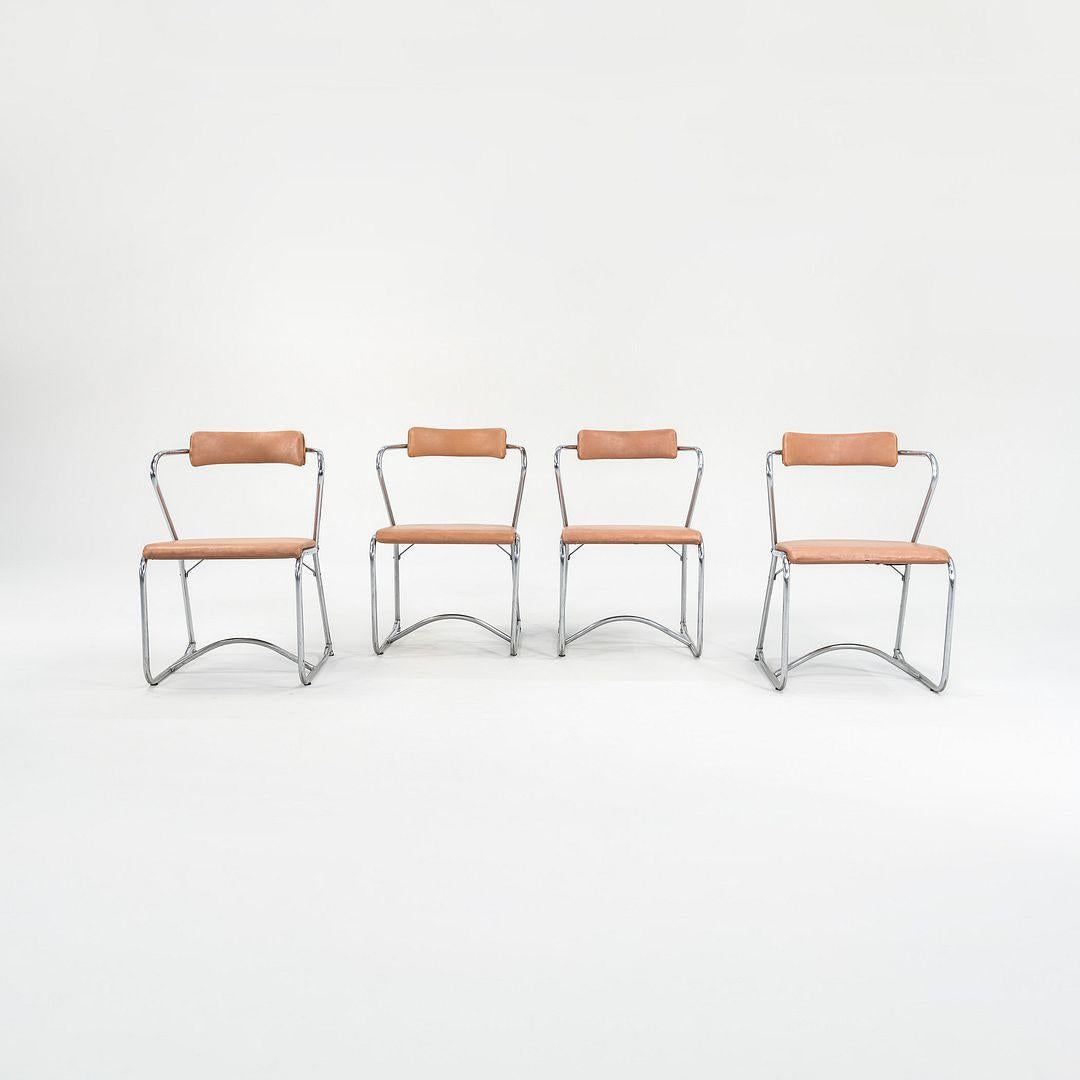 1950s Set of Four Lewis Larsen for Lloyd Loom Tubular Steel Dining Chairs For Sale 6