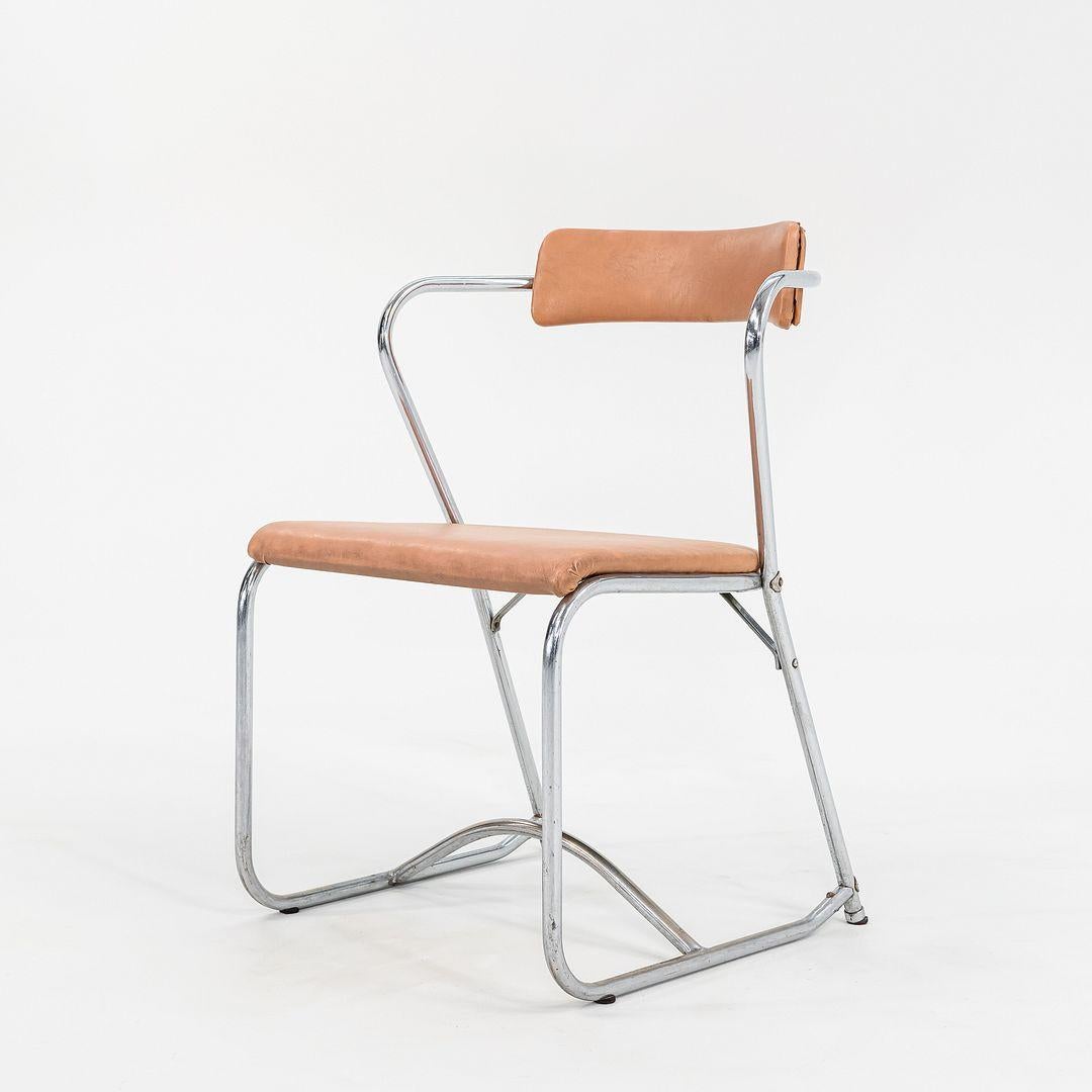 Modern 1950s Set of Four Lewis Larsen for Lloyd Loom Tubular Steel Dining Chairs For Sale