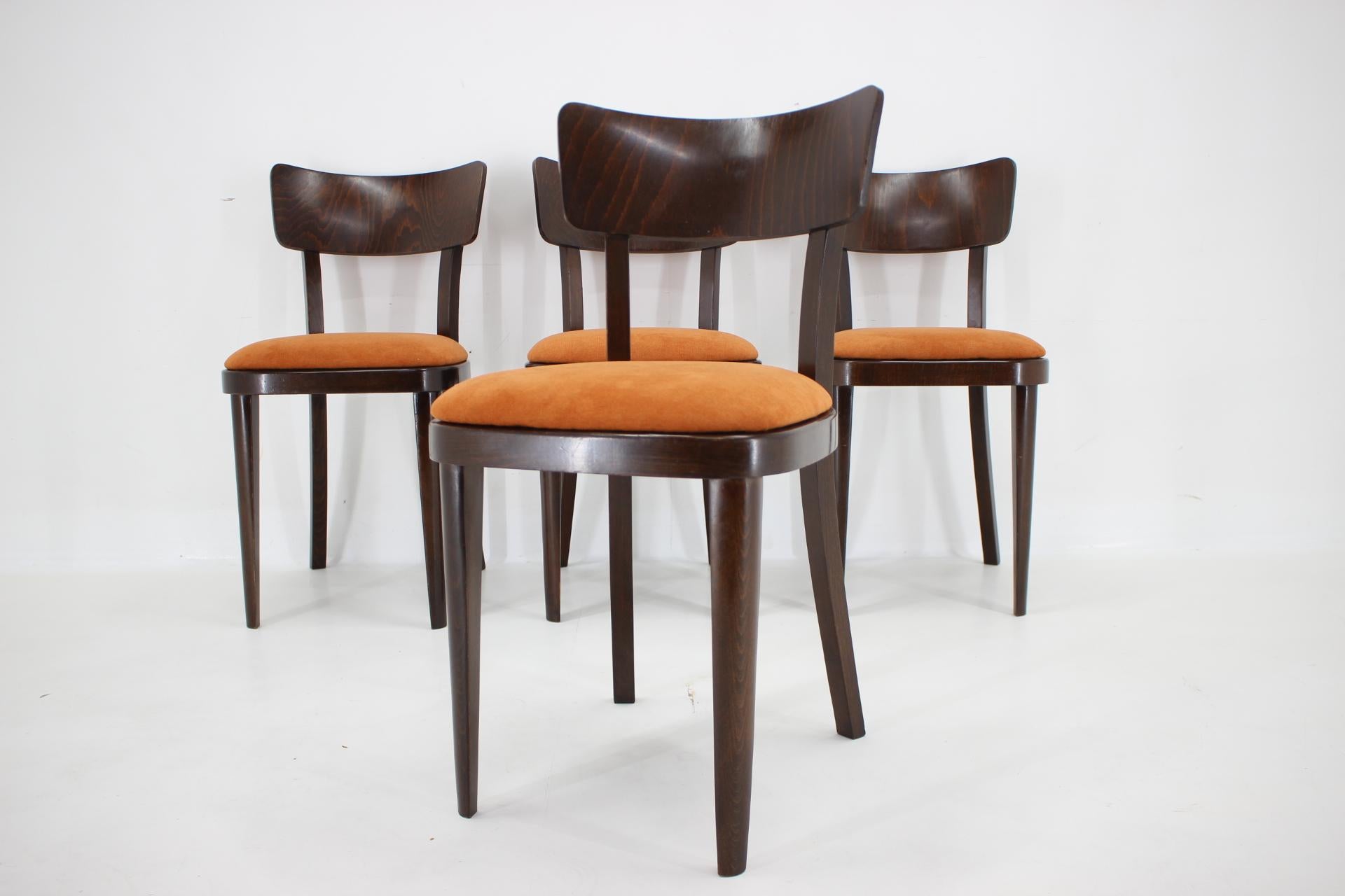 1950s Set of Four Restored Dining Chairs, Czechoslovakia For Sale 6