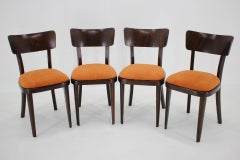 1950s Set of Four Restored Dining Chairs, Czechoslovakia