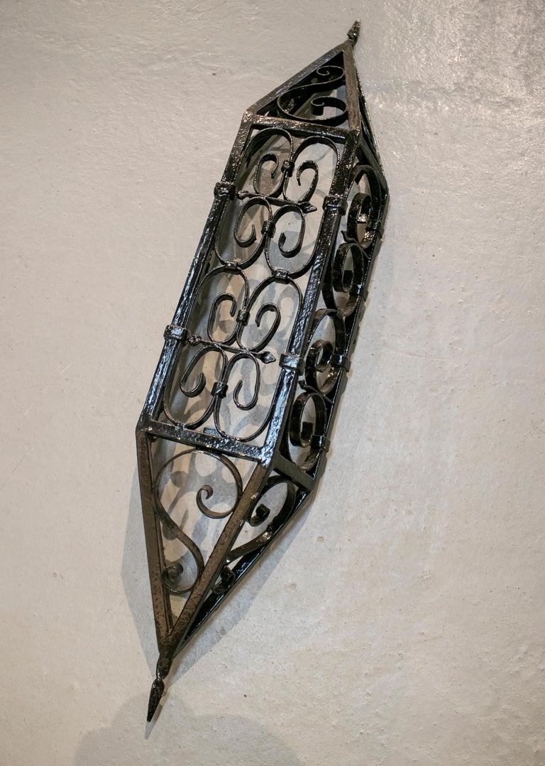 Handcrafted Italian Wrought Iron Wall Lamp – 65cm Long, Rustic Wall Mount Light Fixture Made In Italy
