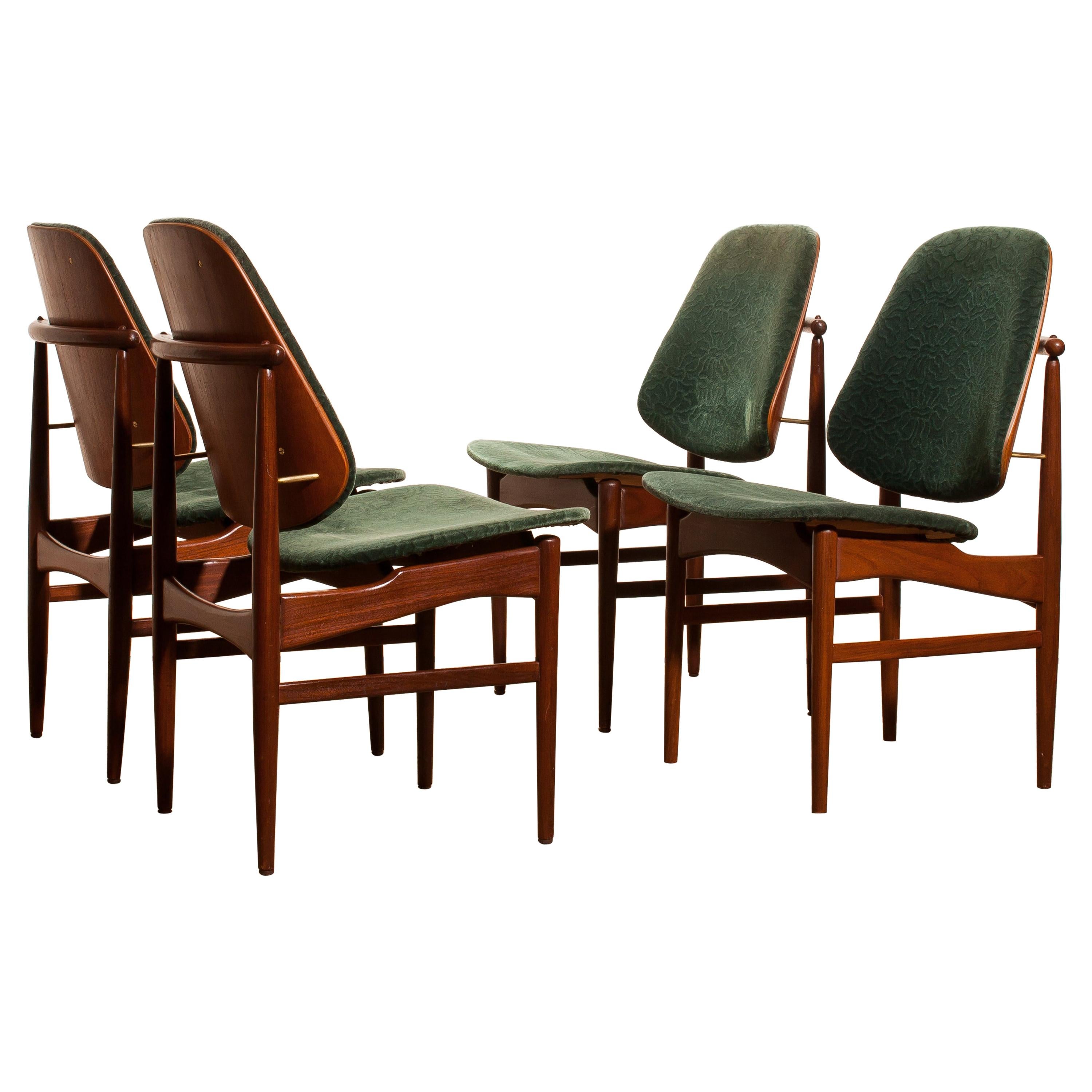 Danish 1950s, Set of Four Teak Dining Chairs by Arne Hovmand-Olsen & Jutex