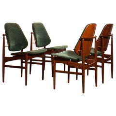 1950s, Set of Four Teak Dining Chairs by Arne Hovmand-Olsen & Jutex