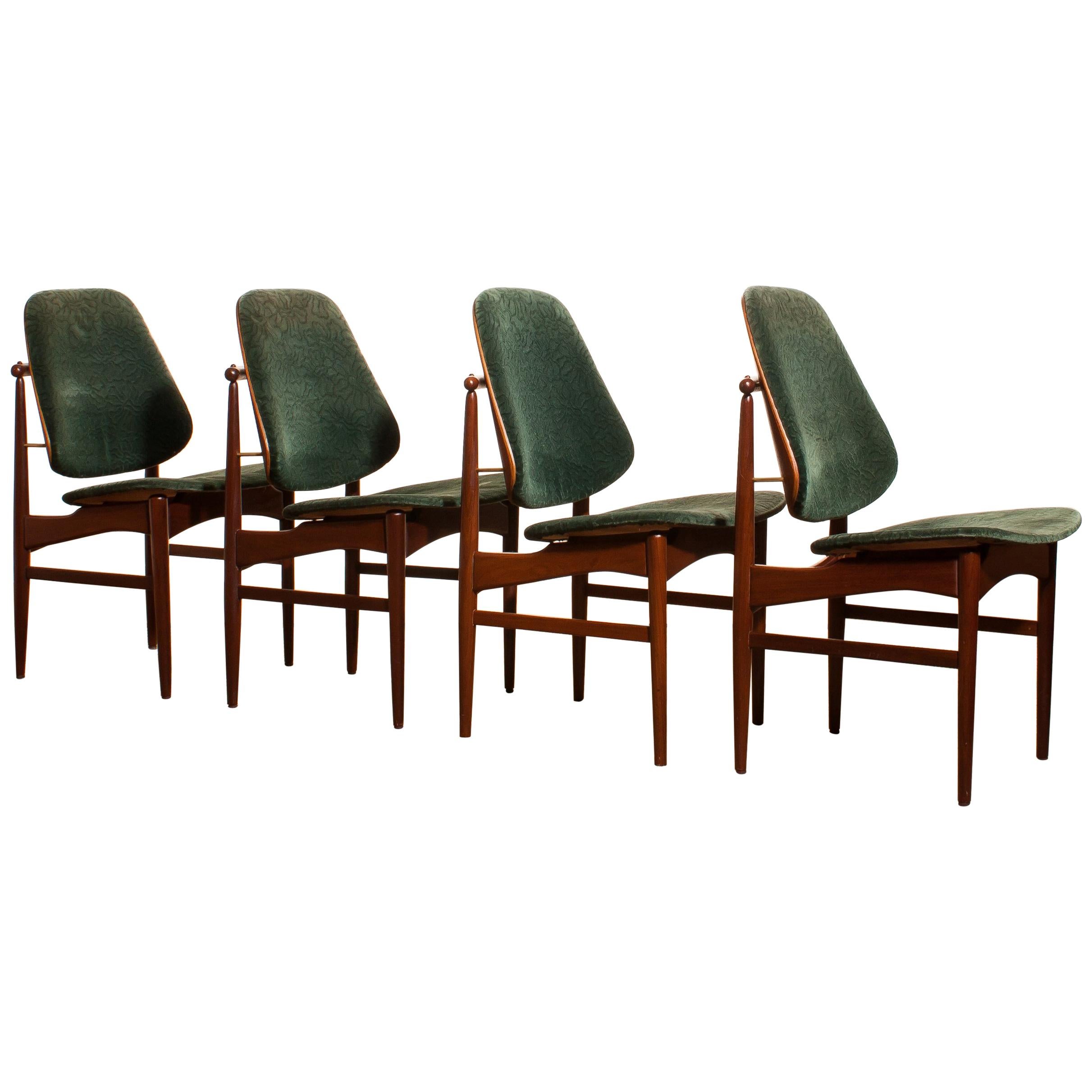 Mid-Century Modern 1950s, Set of Four Teak Dining Chairs by Arne Vodder for France & Daverkosen