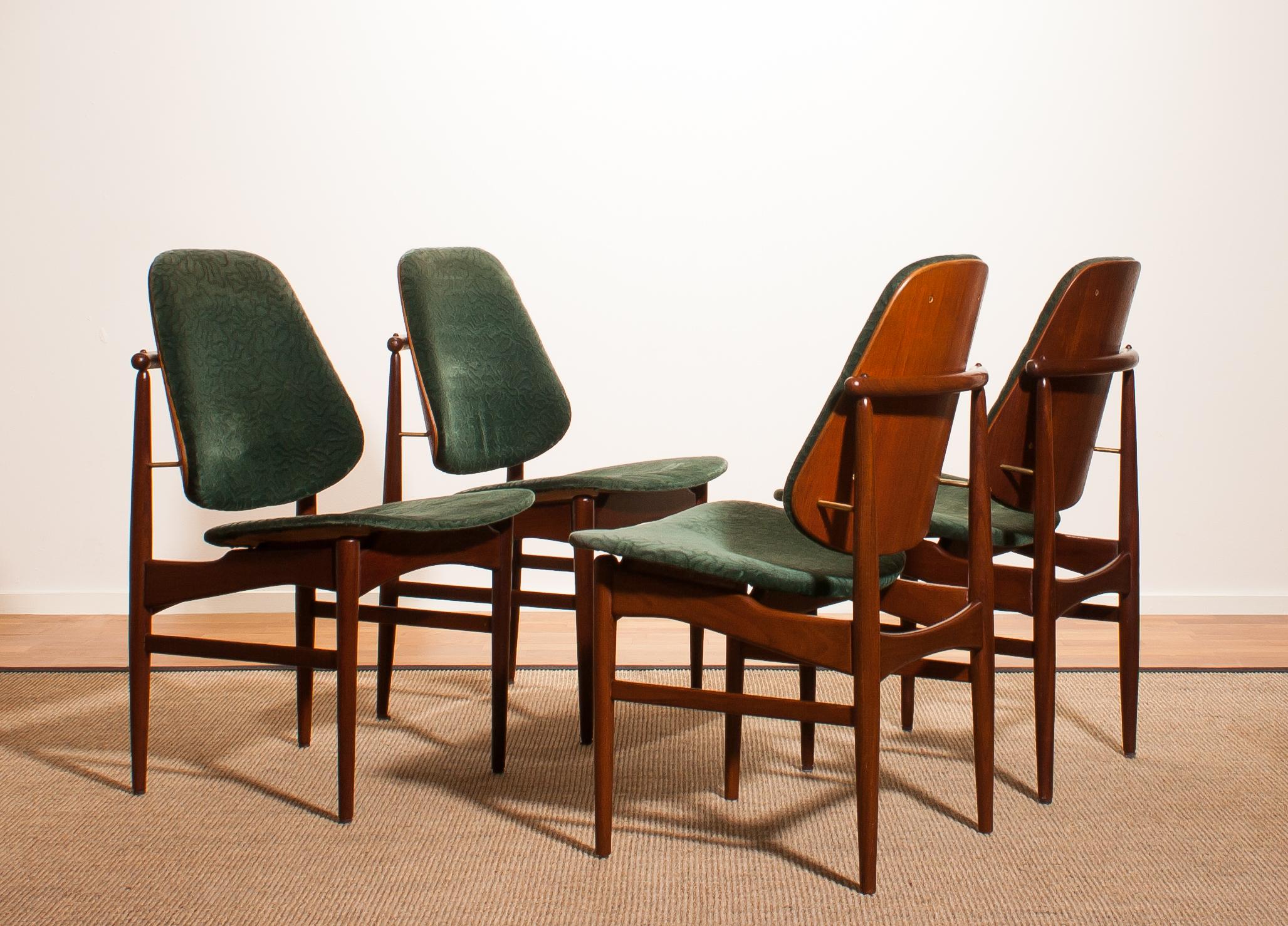 1950s, Set of Four Teak Dining Chairs by Arne Vodder for France & Daverkosen 1