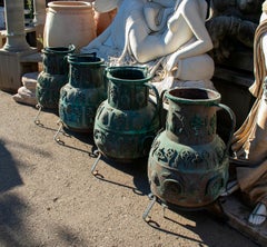 1950s Set of Four Turkish Bronze Vases with Legs