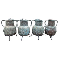 1950s Set of Four Turkish Bronze Vases with Legs