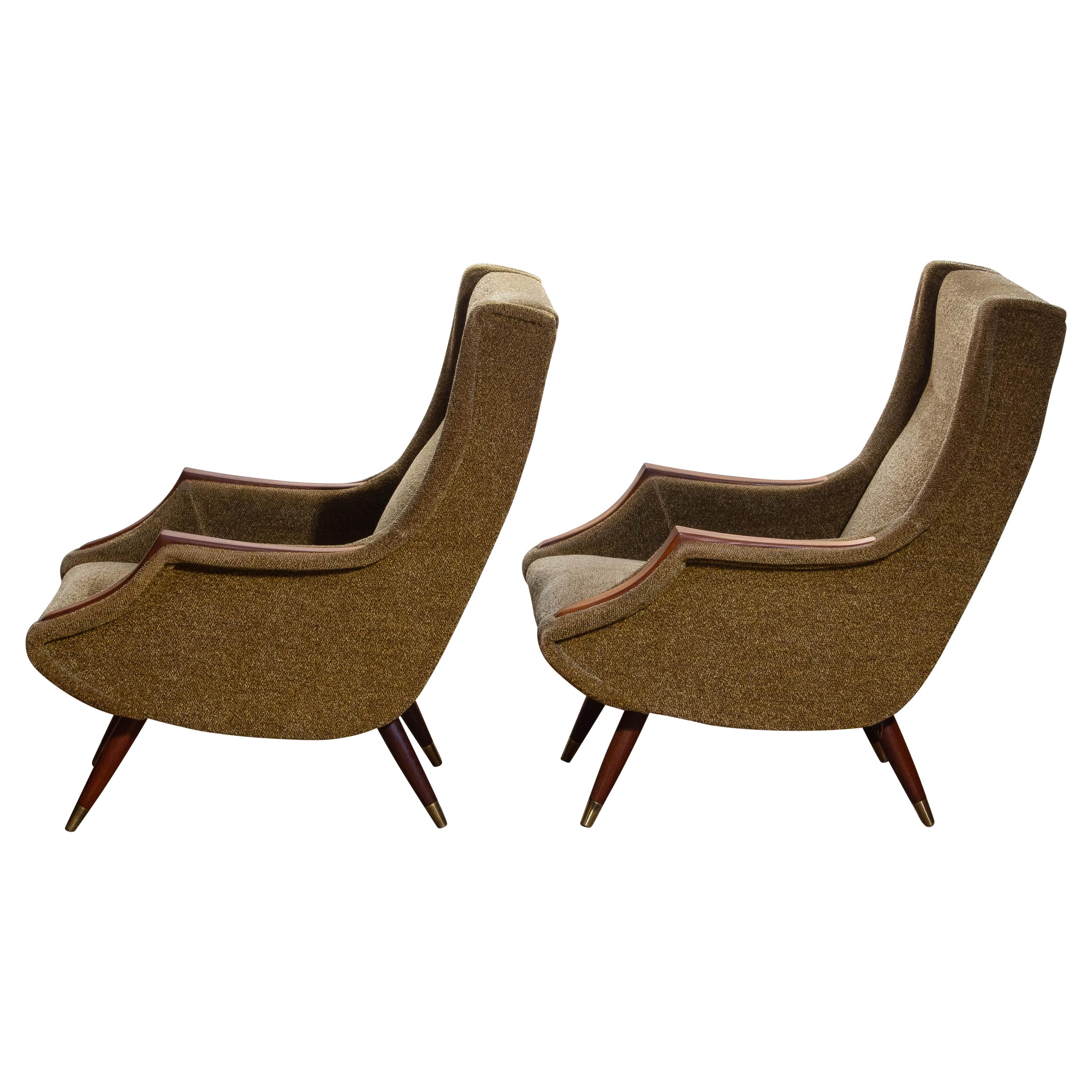 Mid-Century Modern 1950s, Set of Lounge Easy Club Chairs by Aldo Morbelli for Isa Bergamo, Italy
