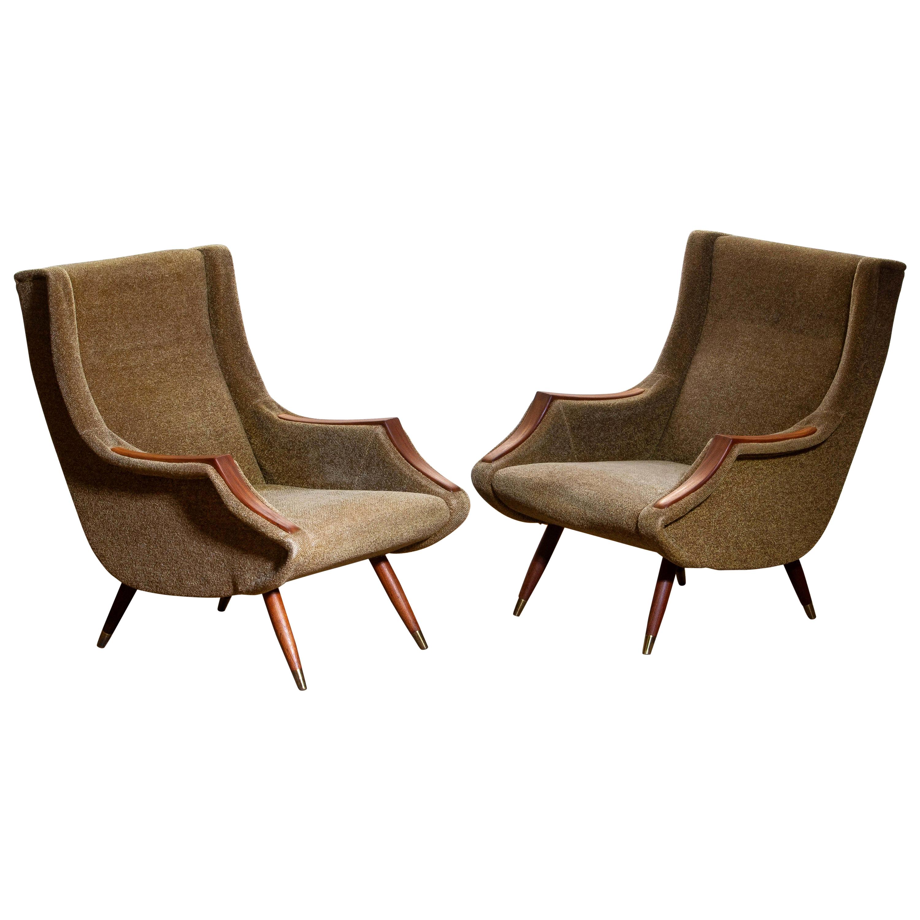 Mid-Century Modern 1950s, Set of Lounge Easy Club Chairs by Aldo Morbelli for Isa Bergamo, Italy