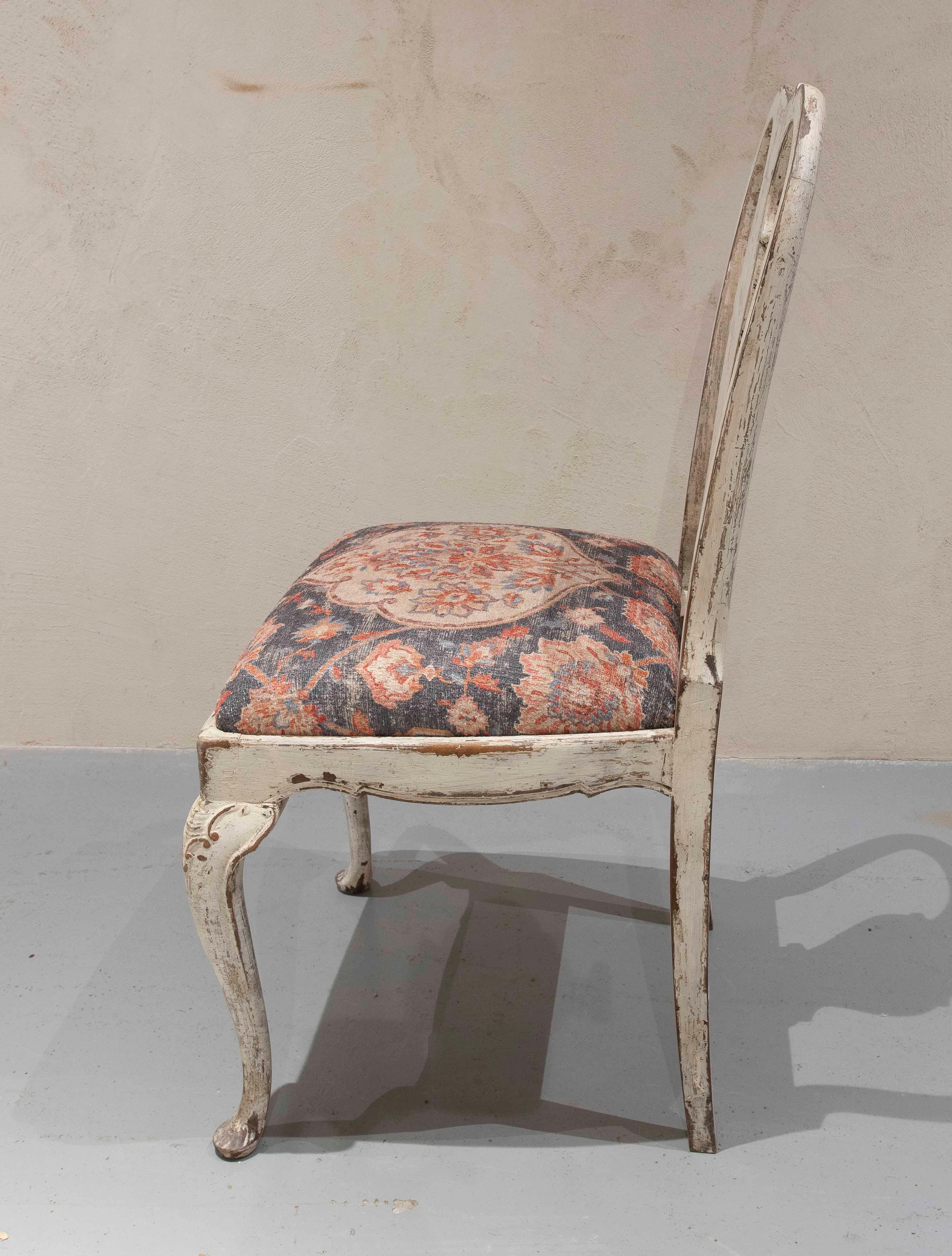 1950s Set of Six Antique Louis XV Style Chairs with Classic Upholstery Bon état - En vente à Marbella, ES