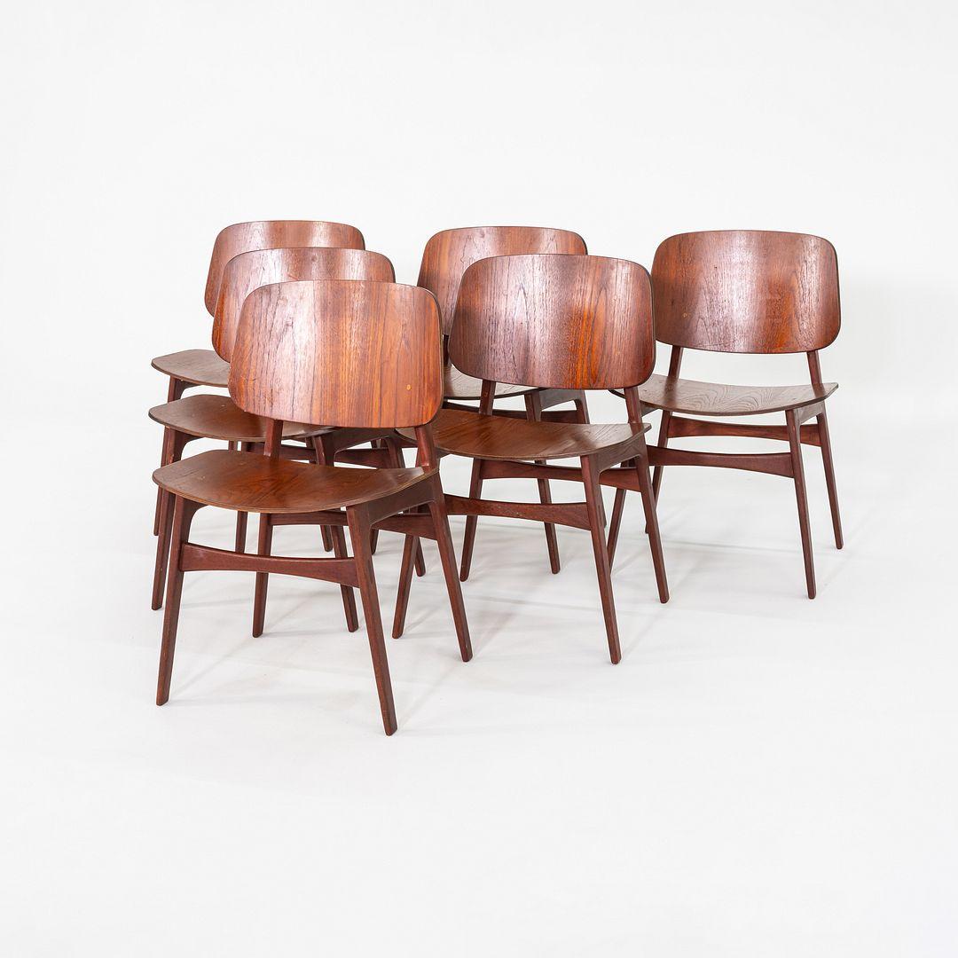 Moderno Set di sei sedie da pranzo di Borg Mogensen n. 155 per Soborg Mobler in teak degli anni '50 in vendita