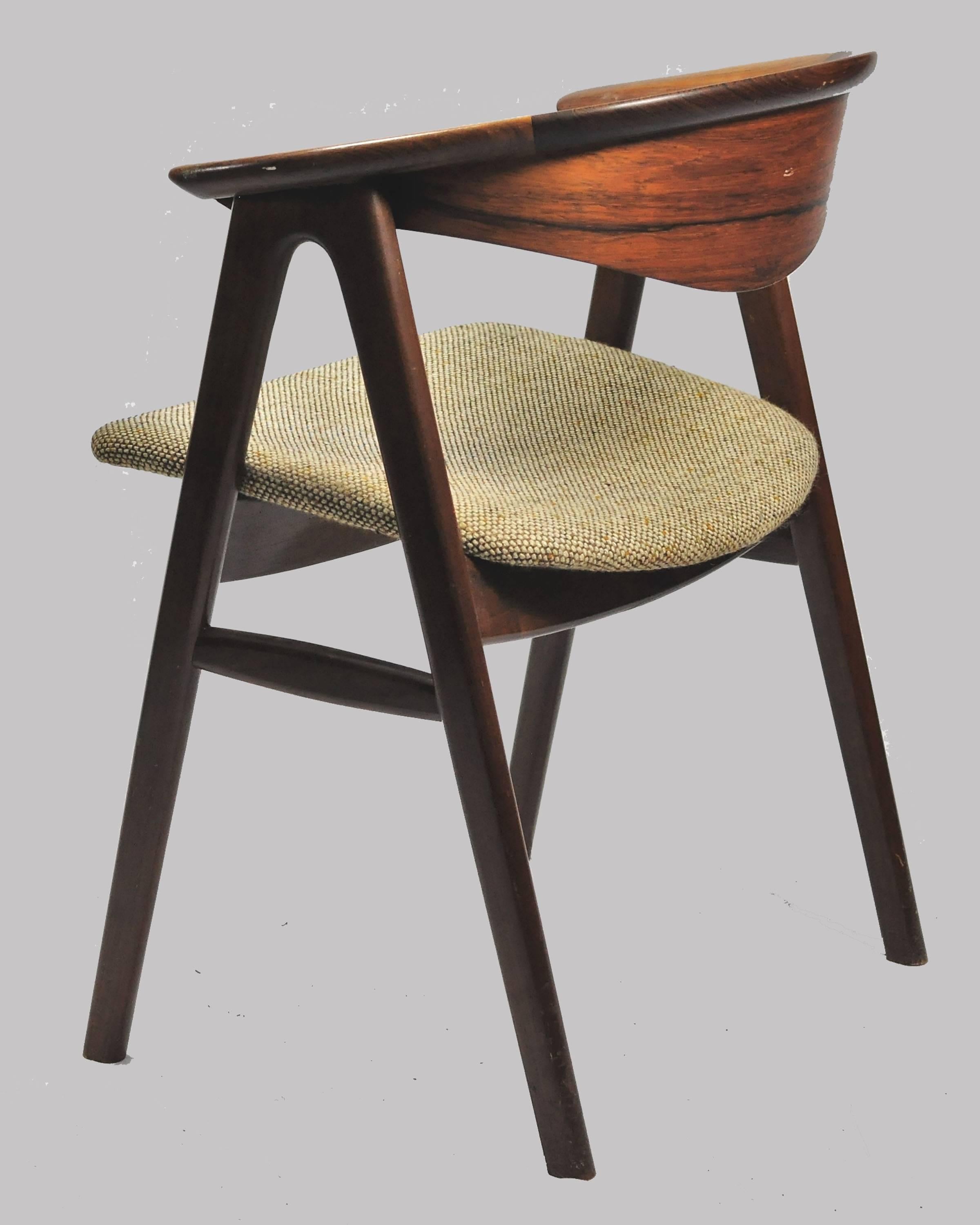 Scandinavian Modern 1950s Set of Six Erik Kirkegaard Reupholstered Dining Chairs in Rosewood
