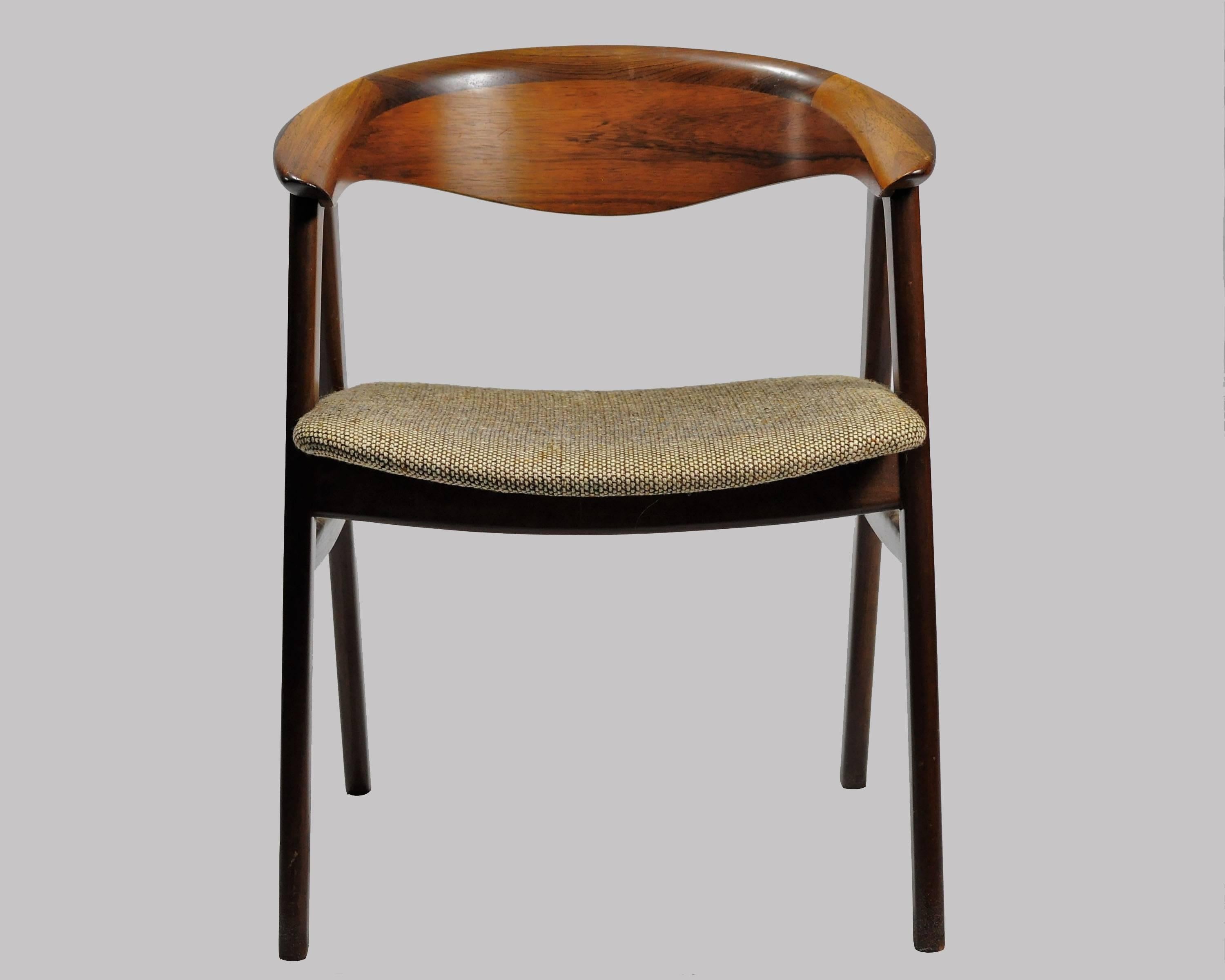 1950s Set of Six Erik Kirkegaard Reupholstered Dining Chairs in Rosewood In Good Condition In Knebel, DK