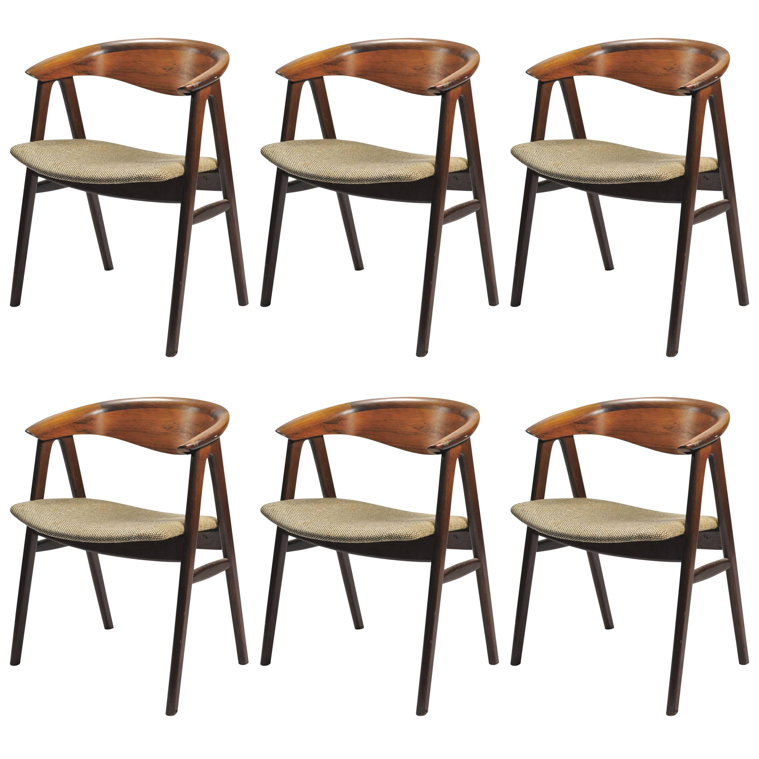 1950s Set of Six Erik Kirkegaard Reupholstered Dining Chairs in Rosewood