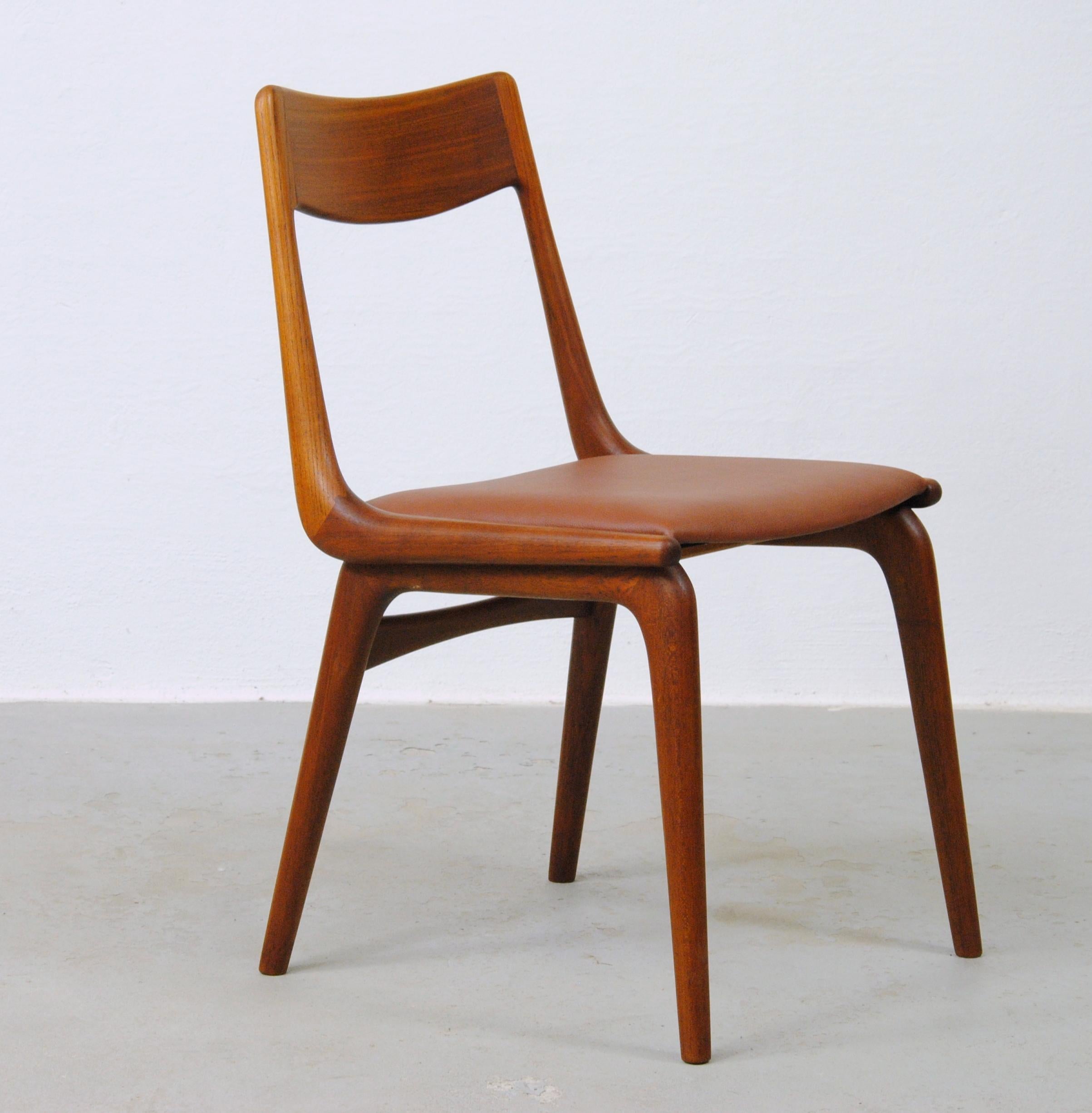 Juego de seis sillas de comedor danesas de teca Alfred Christensen de los años 50 totalmente restauradas Danés en venta