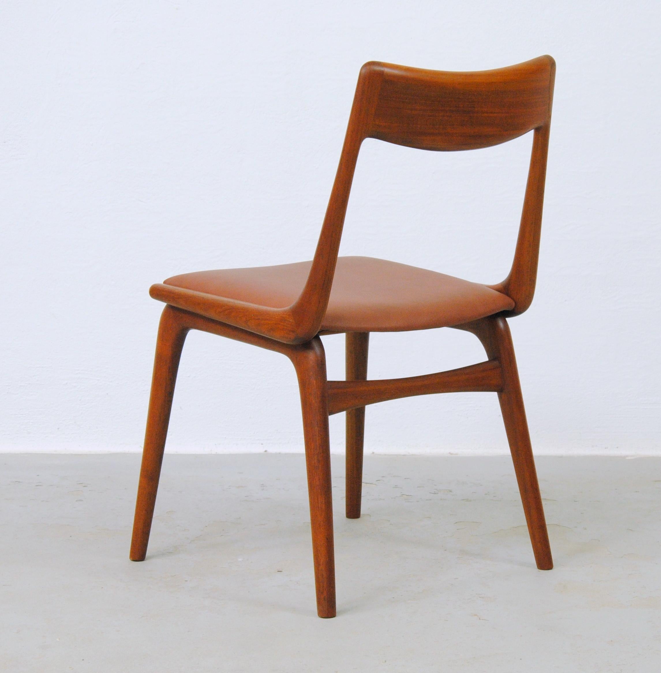 Juego de seis sillas de comedor danesas de teca Alfred Christensen de los años 50 totalmente restauradas en venta 1