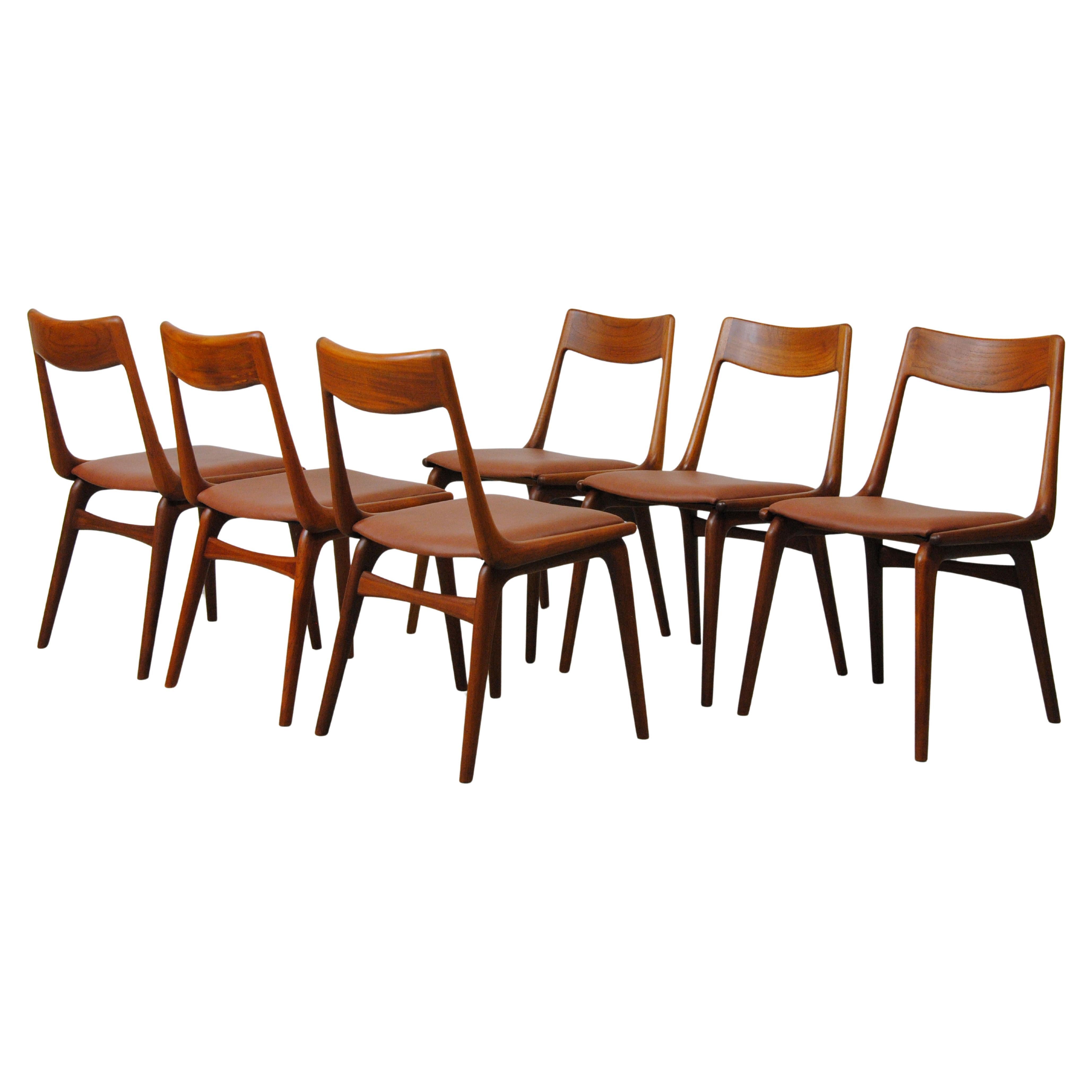 1950's Set of Six Fully Restored Danish Alfred Christensen Teak Dining Chairs