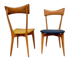 1950 Set de six Ico Parisi pour Ariberto Colombo Multicolore Wood Sky Leather