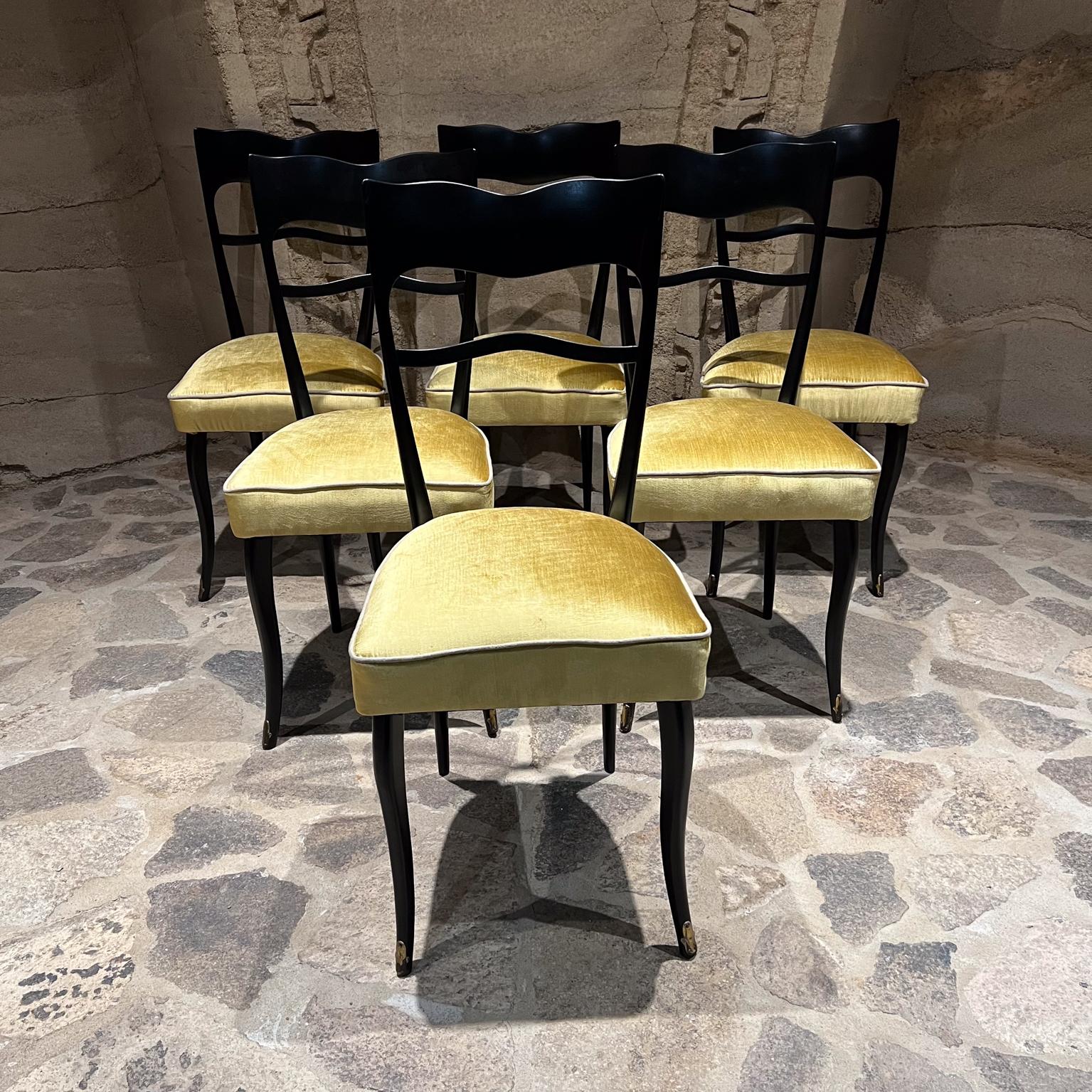 1950s Set of six (6) Italian dining chairs. Made in Italy
Sculptural wooden chairs elegantly curved clean modern lines.
No label
Design attributed to Ico and Luisa Parisi.
39.25 h x 16.63 w x 19 d Seat 19.5 h
Wood restored to original specification