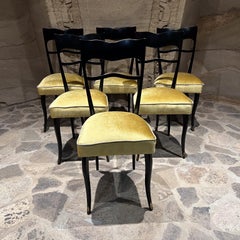 Mid Century Italian Ebonized Dining Chairs Style Ico & Luisa Parisi, 1950s