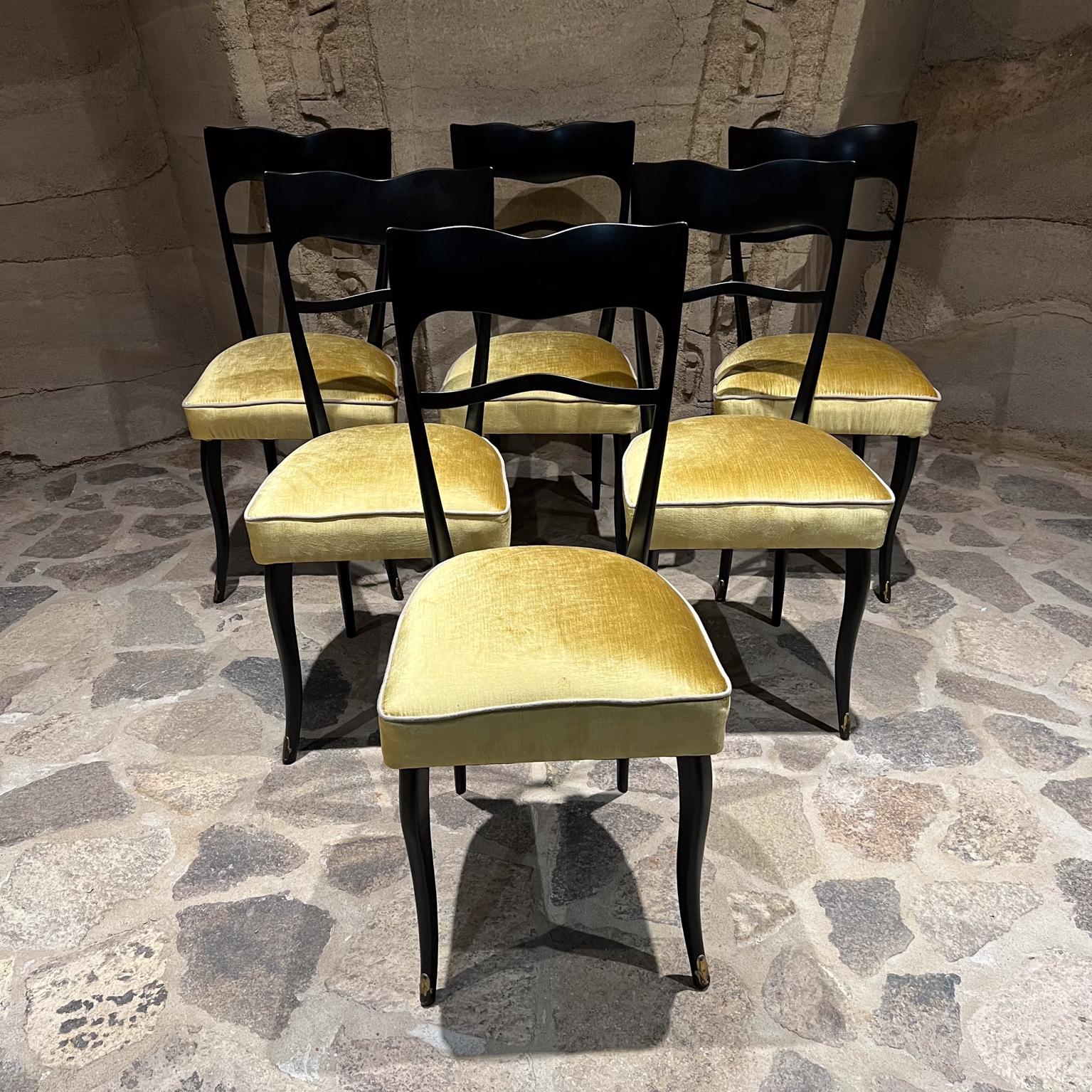 Mid-Century Modern 1950s Six Italian Ebonized Dining Chairs Style Ico & Luisa Parisi For Sale