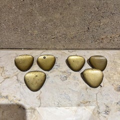 1950s Set of Six Modernist Brass Pull Handle Knobs Carl Aubock Style