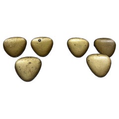 1950s Set of Six Modernist Brass Pull Handle Knobs Carl Aubock Style