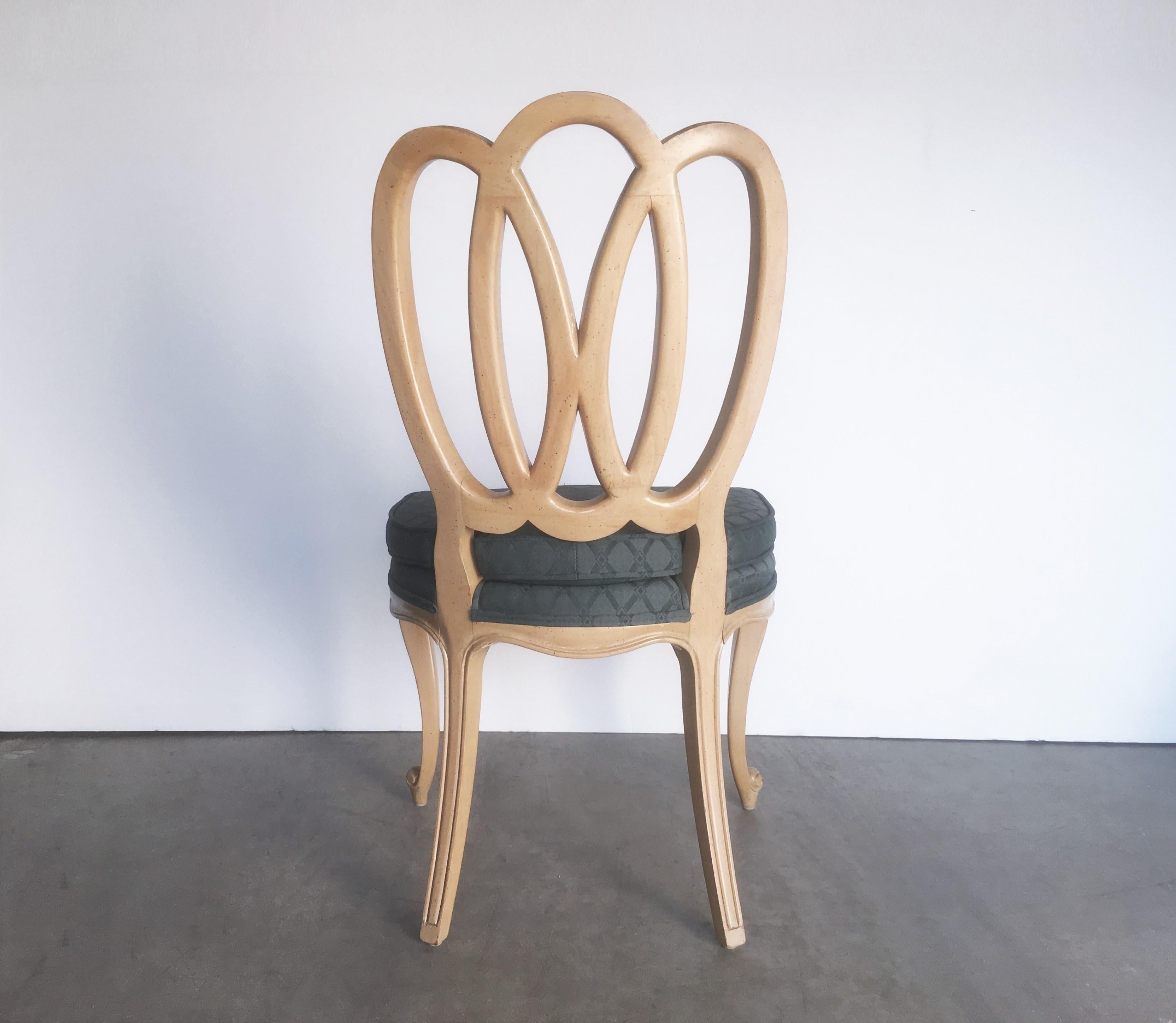 1950s Set of Six Vintage French Provincial Pretzel Ribbon Back Dining Chairs 2