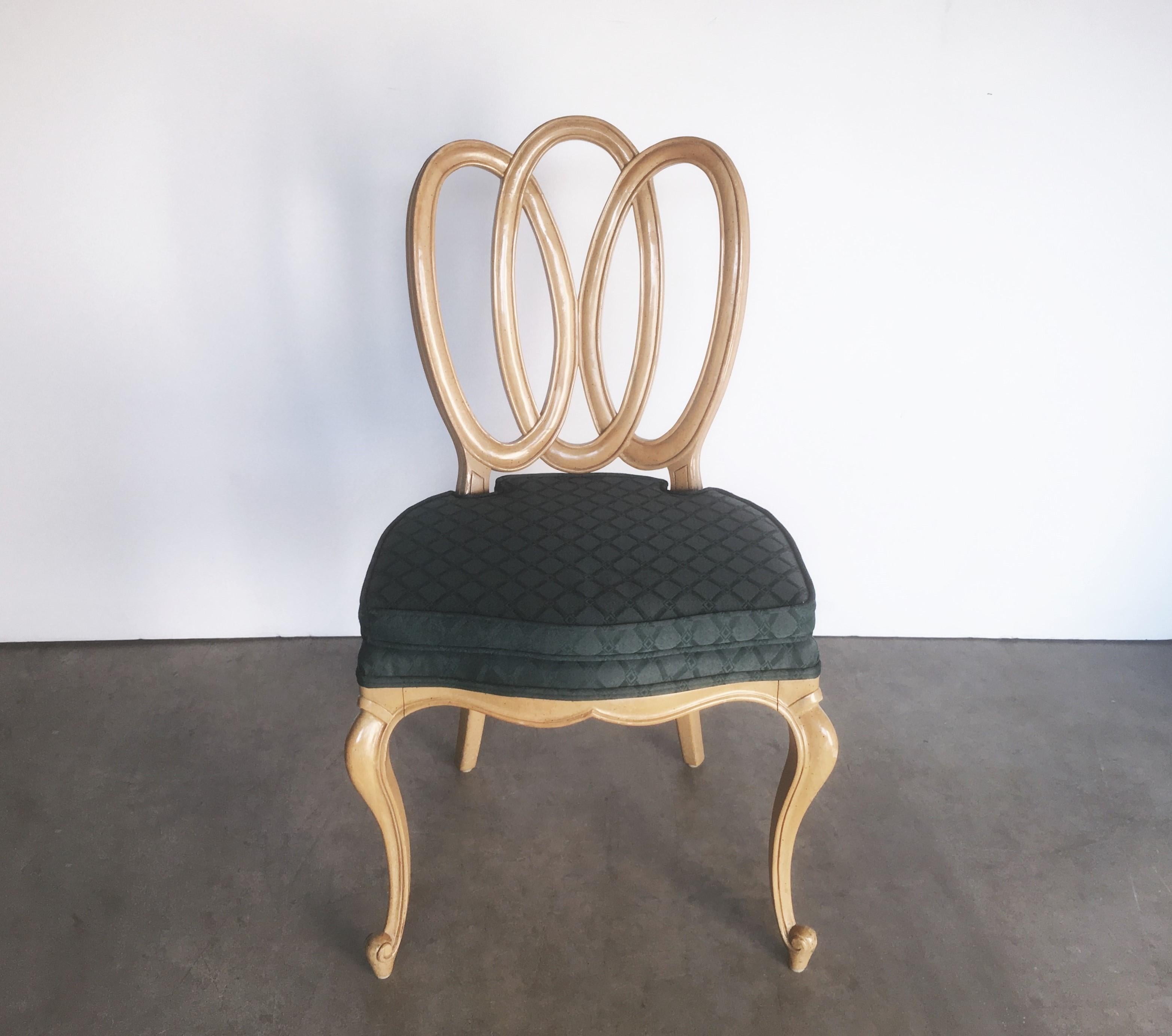 1950s Set of Six Vintage French Provincial Pretzel Ribbon Back Dining Chairs In Good Condition In Dallas, TX