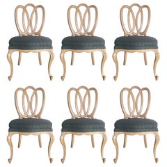 1950s Set of Six Vintage French Provincial Pretzel Ribbon Back Dining Chairs