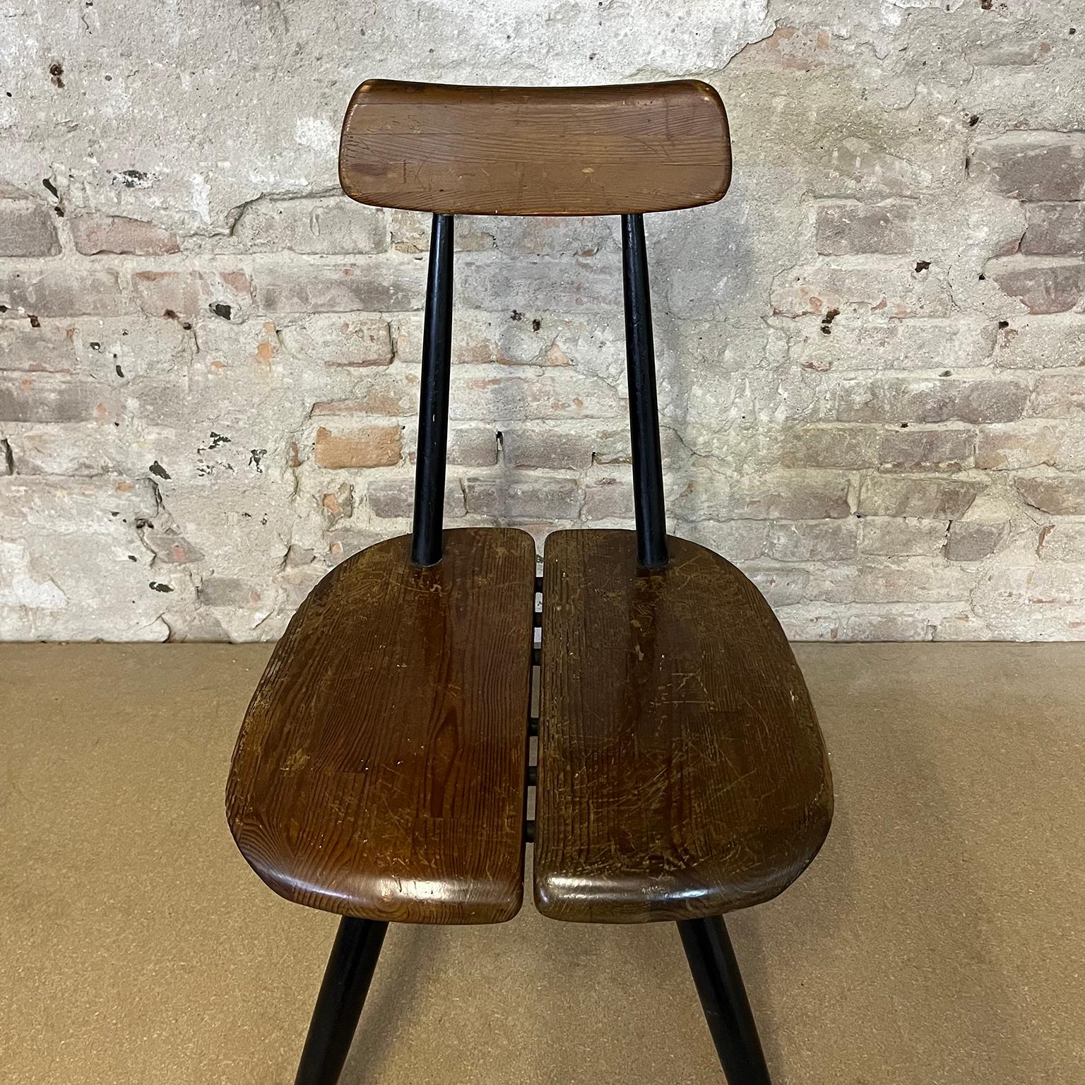 1950's, Set of Table Red Brown Table Top and Four Pirkka Chairs by Tapiovaara For Sale 6