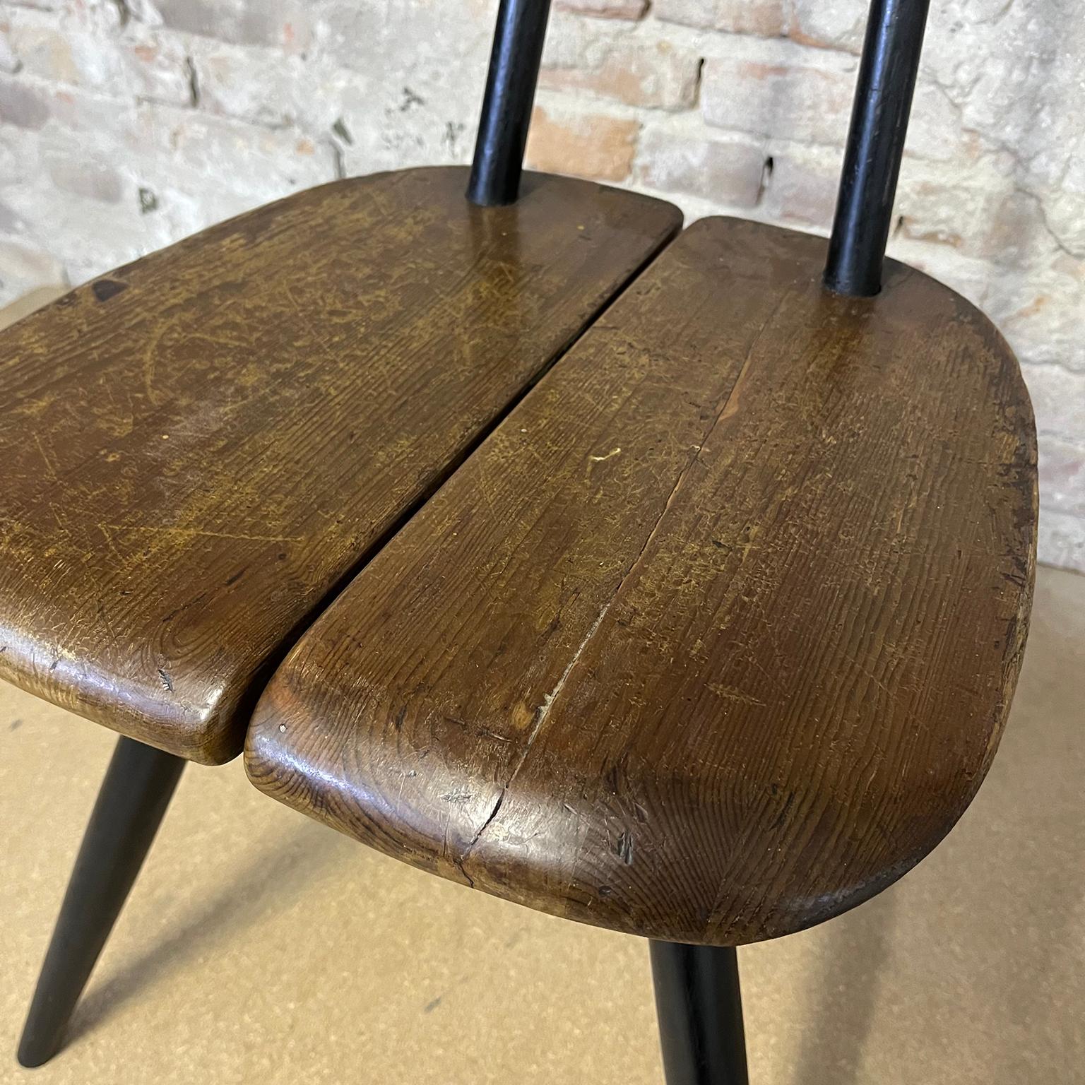 1950's, Set of Table Red Brown Table Top and Four Pirkka Chairs by Tapiovaara For Sale 9