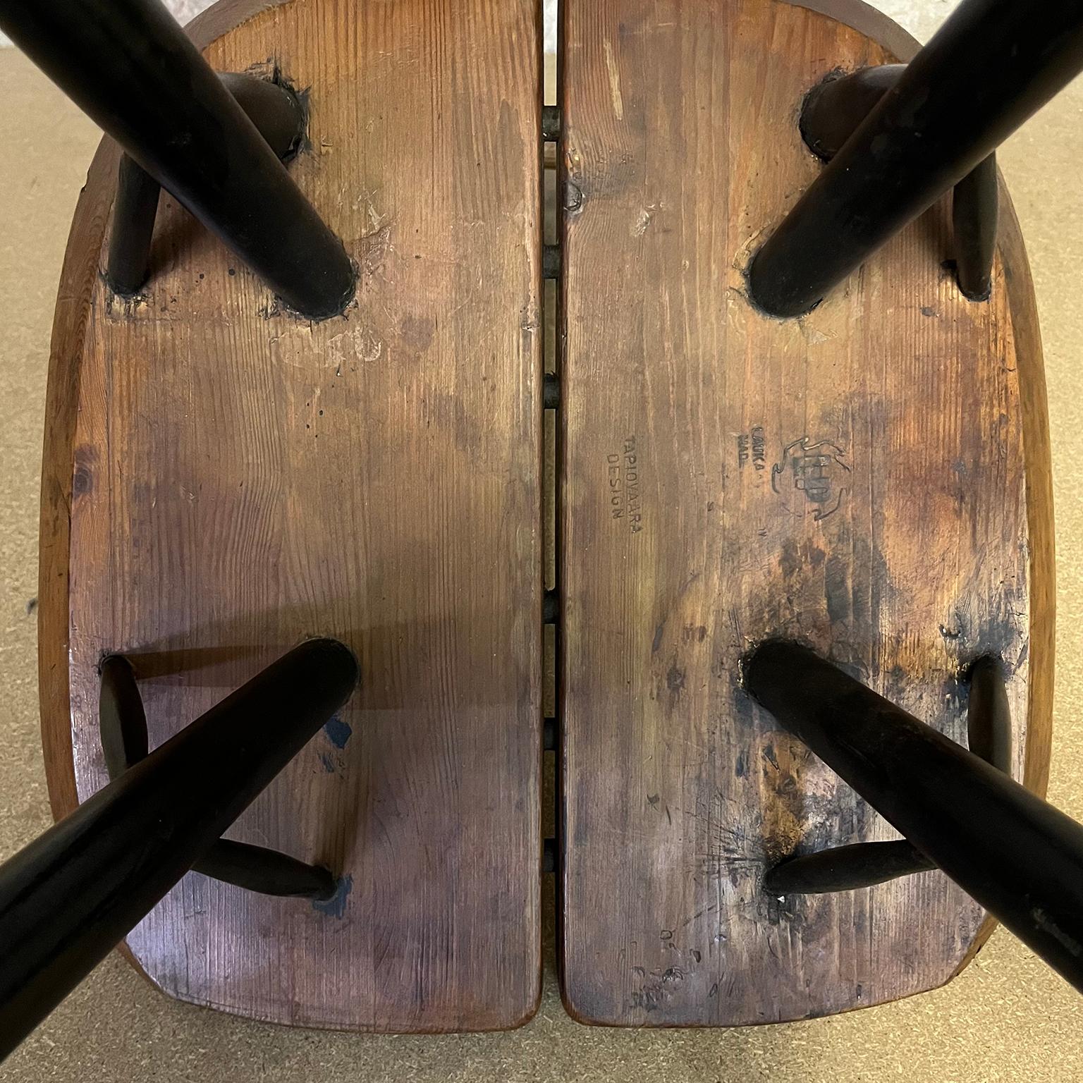 1950's, Set of Table Red Brown Table Top and Four Pirkka Chairs by Tapiovaara For Sale 13