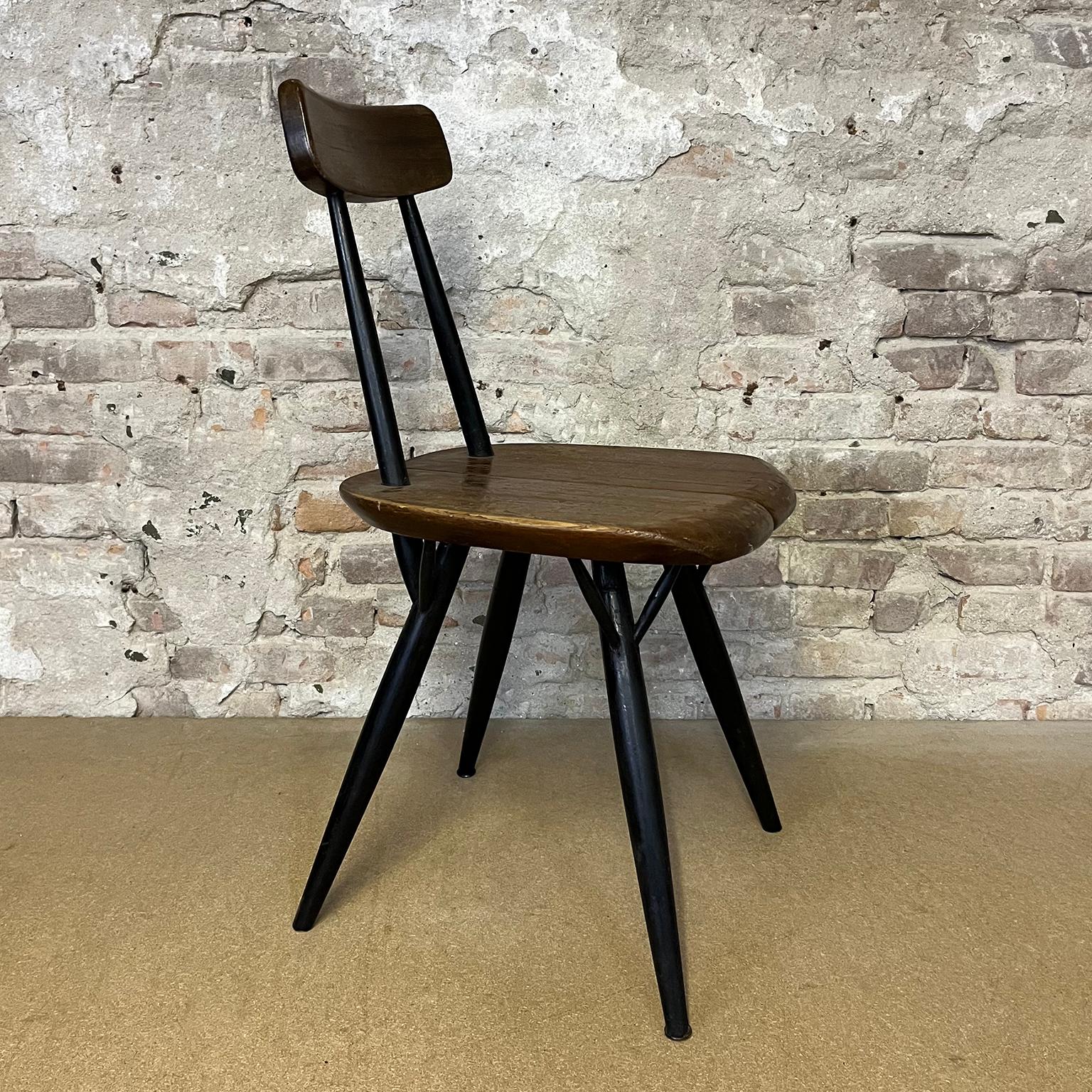 Wood 1950's, Set of Table Red Brown Table Top and Four Pirkka Chairs by Tapiovaara For Sale