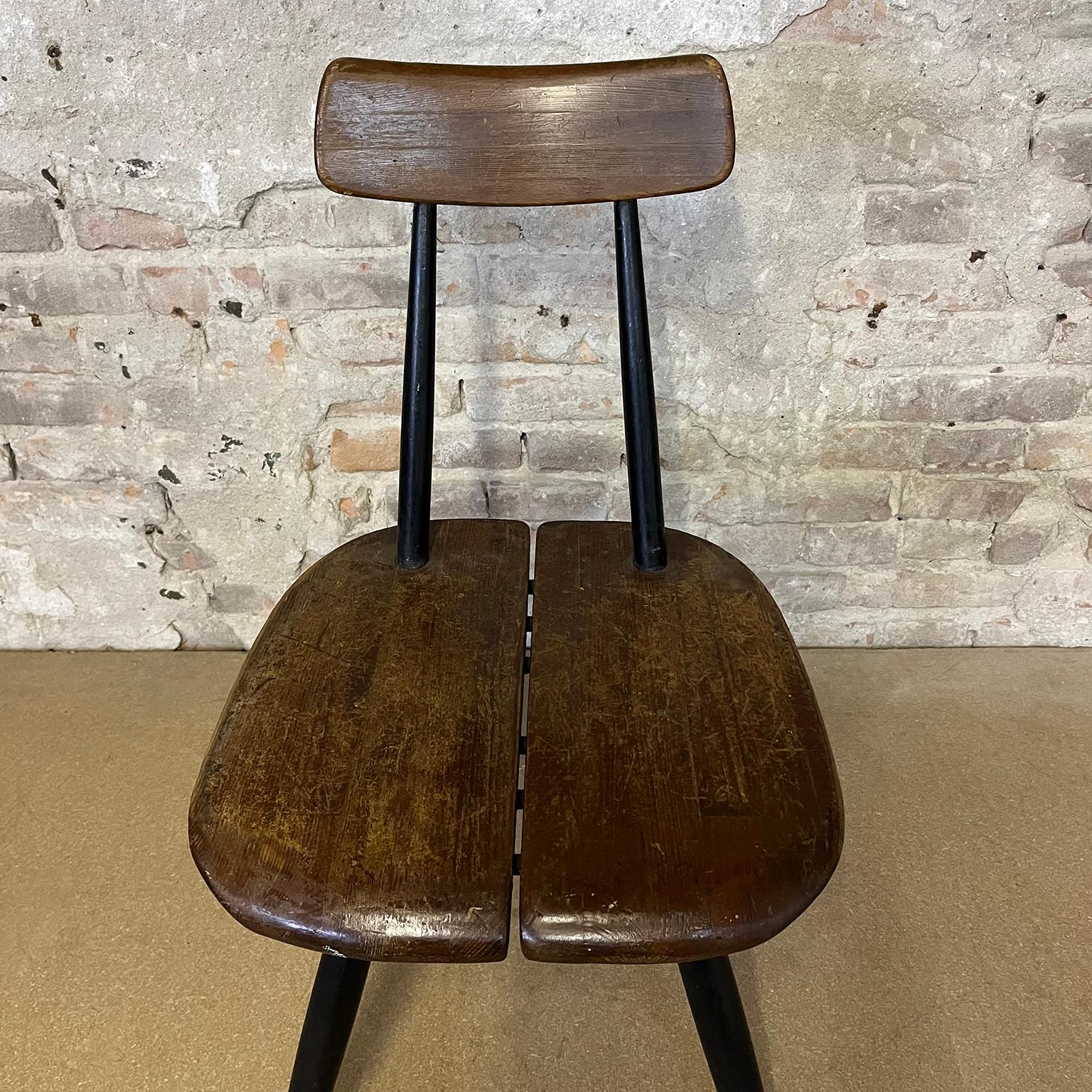 1950's, Set of Table Red Brown Table Top and Four Pirkka Chairs by Tapiovaara For Sale 1