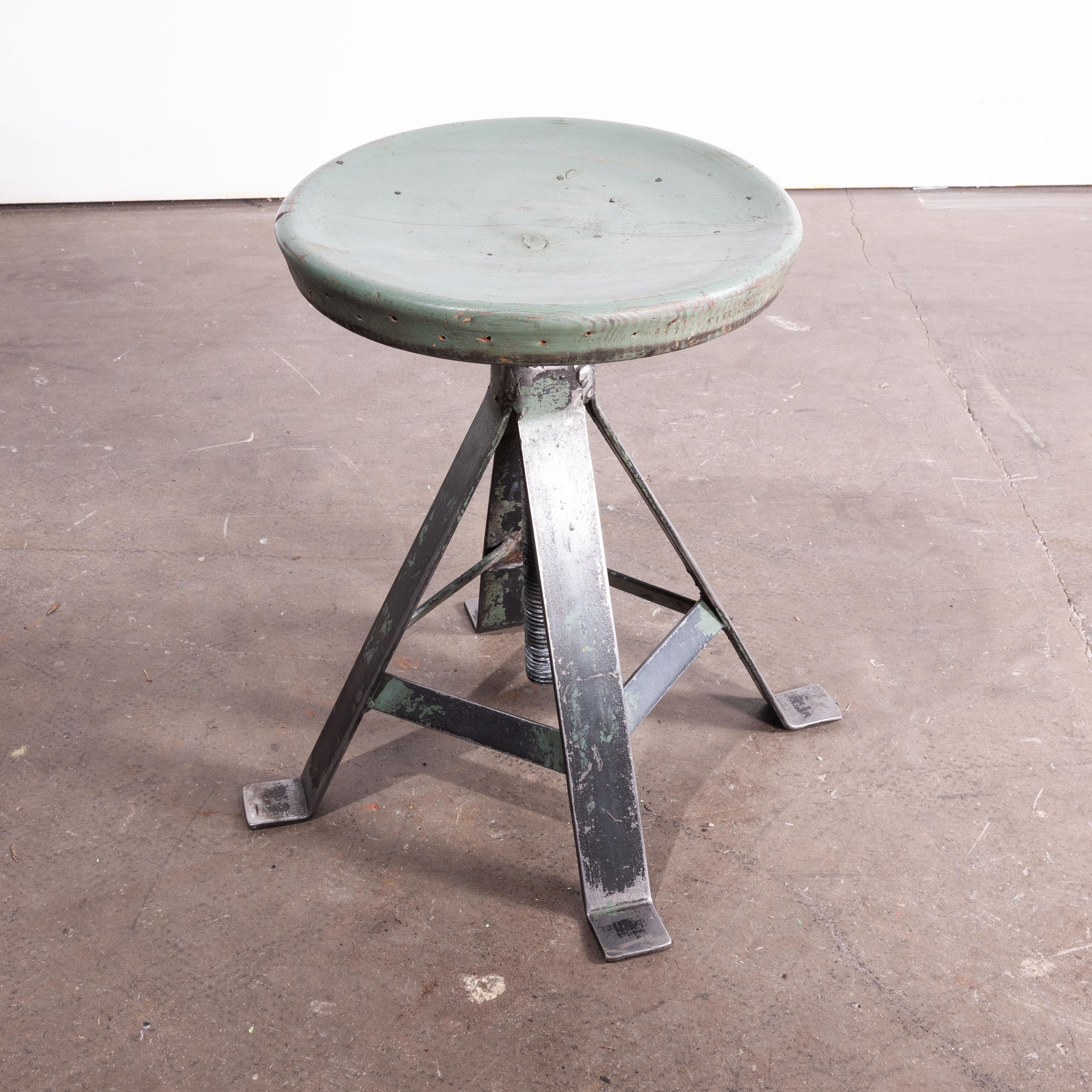 20th Century 1950s Set of Three French Industrial Swivelling Welders Stools