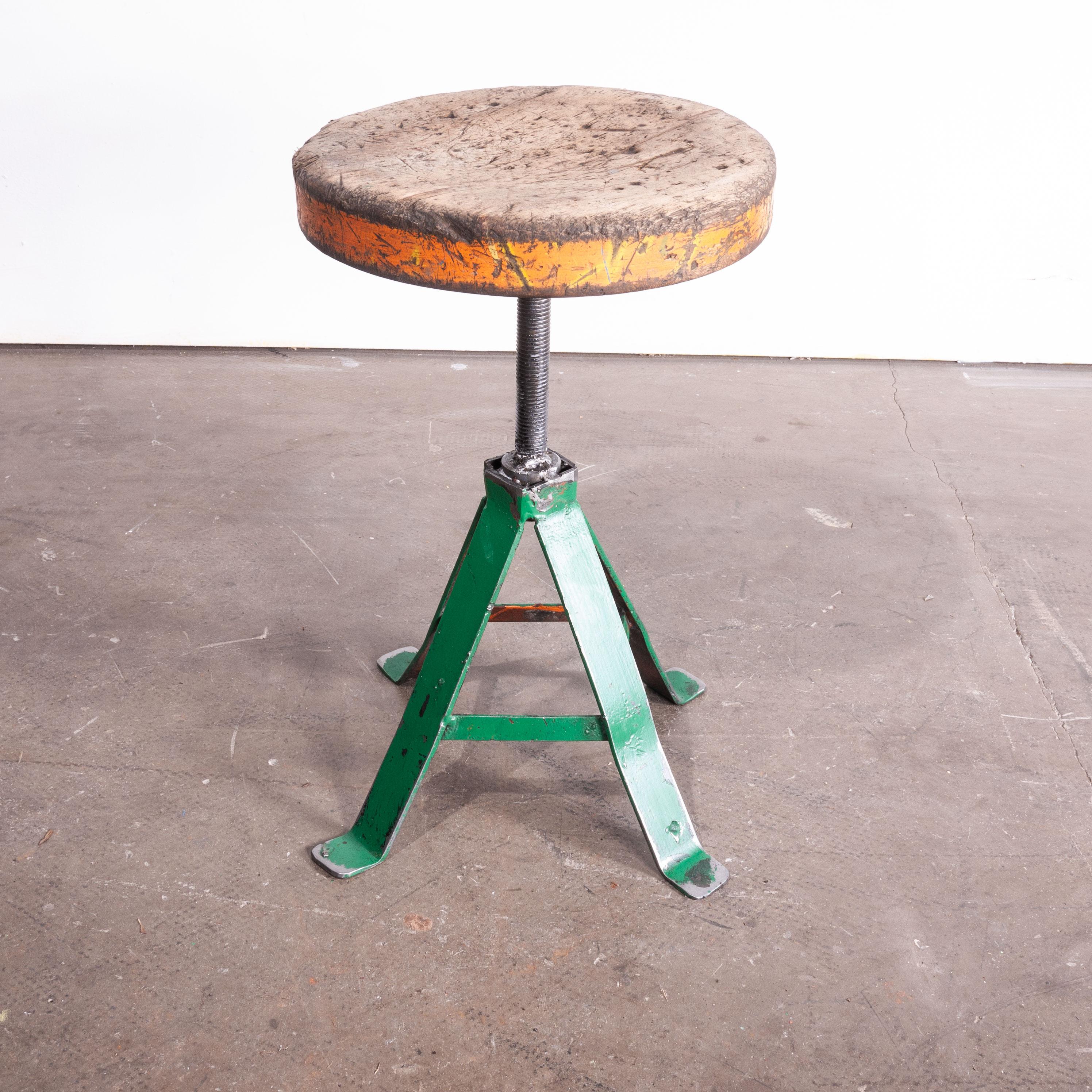 1950s Set of Three French Industrial Swivelling Welders Stools 3