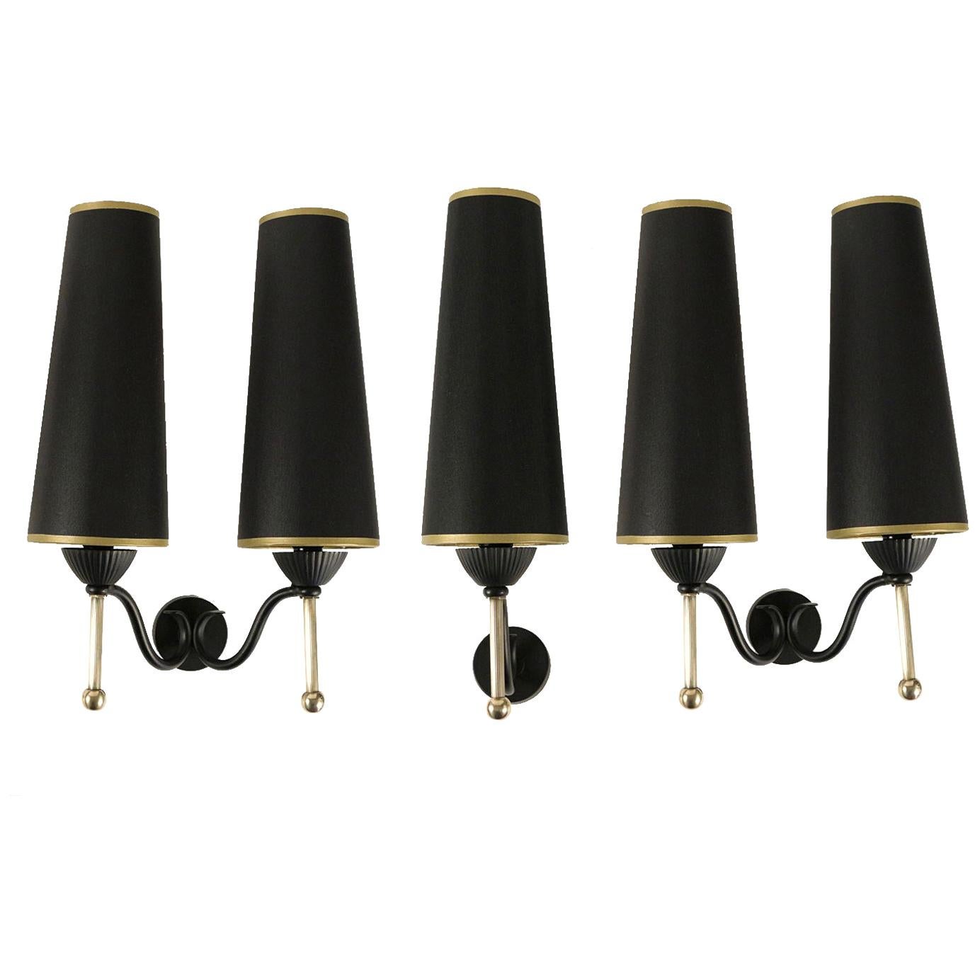 1950s Set of Three Maison Lunel Sconces