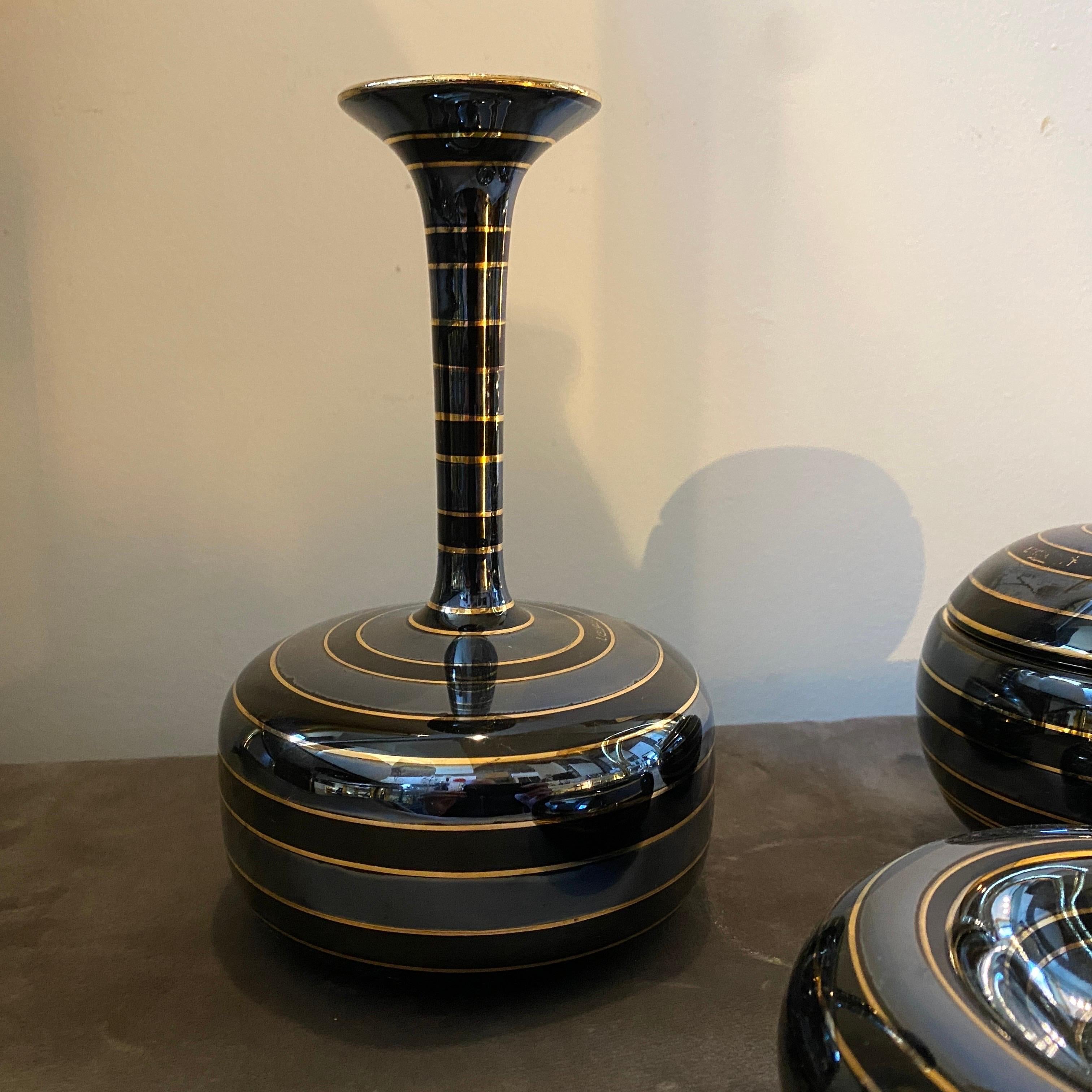 Juego de tres accesorios de escritorio de cerámica italiana de mediados de siglo XX en Bueno estado para la venta en Aci Castello, IT
