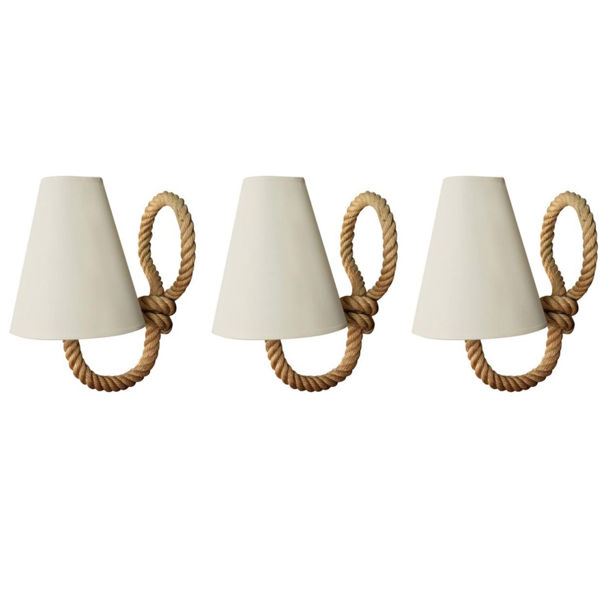 1950s Set of Three Sconces by Adrien Audoux and Frida Minet