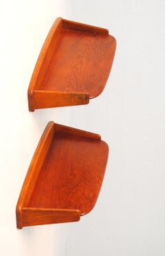 1950's Set of Two Danish Floating Nightstands / Shelfs in Tanned Oak