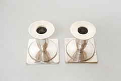 1950s Set of Two Danish Just Andersen Metal Candlesticks