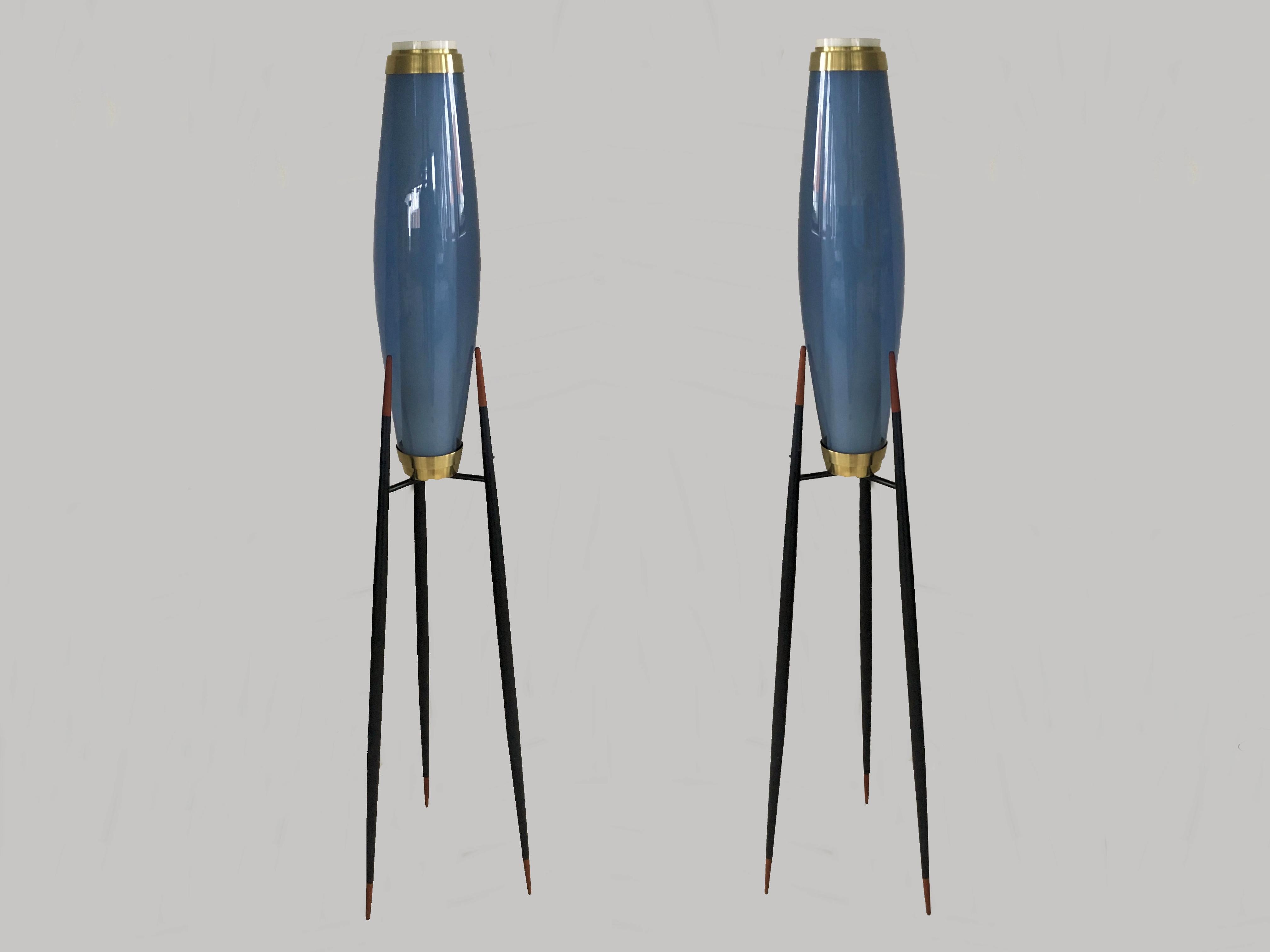 1950s Set of Two Danish Tripod Floor Lamps by Svend Aage Holm Sorensenen  For Sale