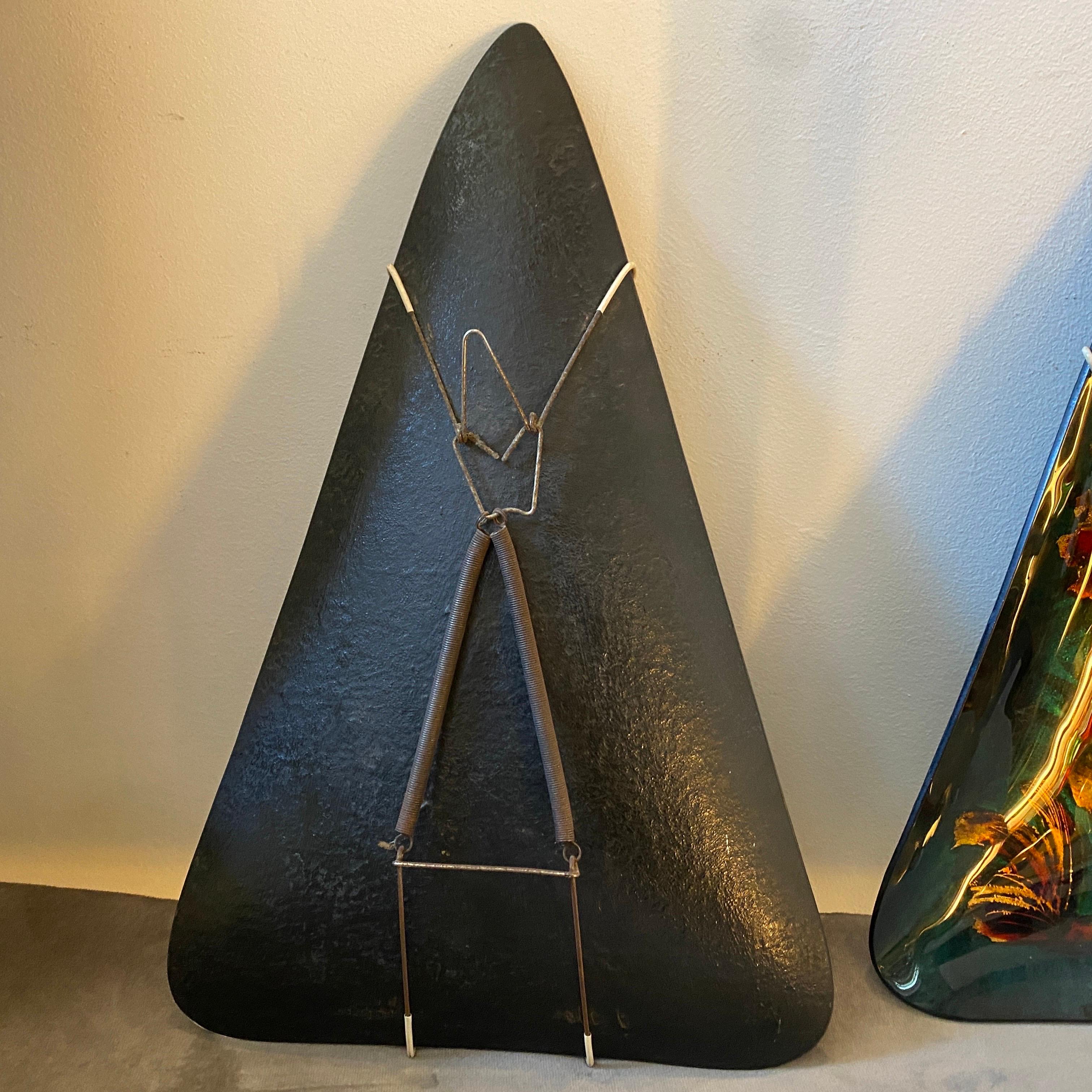 1950s, Set of Two Mid-Century Modern Paintings on Mural Triangular Glass Plates For Sale 5